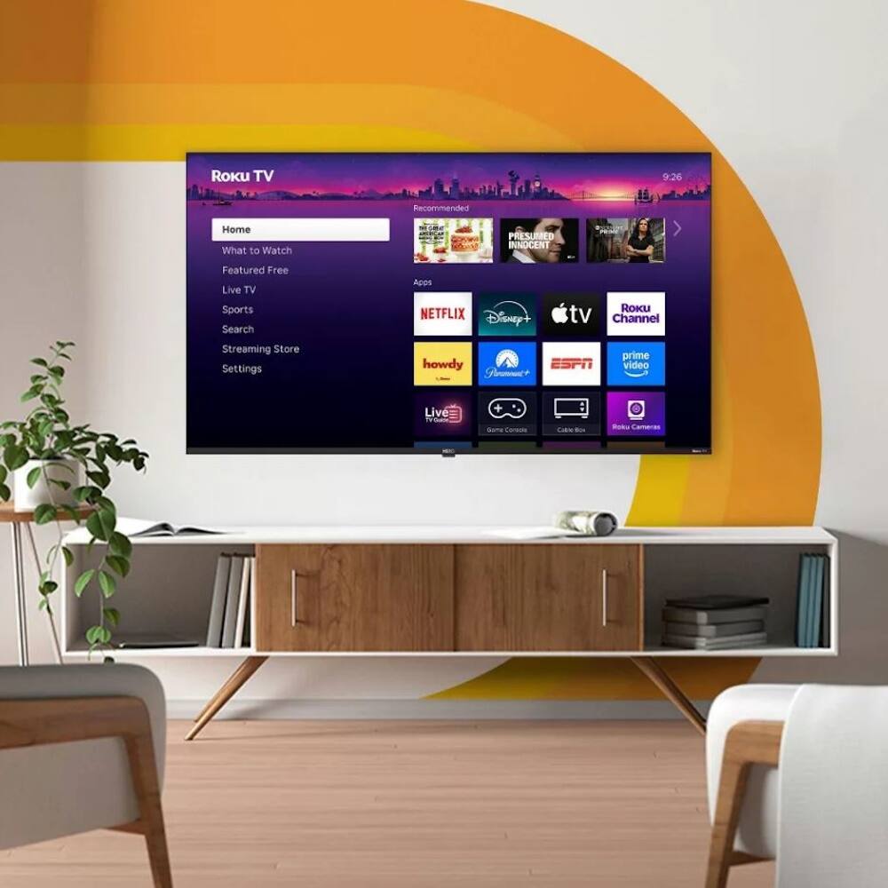 Roku TV  
9:26  
Recommended  
Home  
What to Watch  
Featured Free  
Live TV  
Sports  
Search  
Streaming Store  
Settings  

PRESUMED INNOCENT  

Netflix  
Disney+  
Apple TV  
Roku Channel  
Prime Video  
ESPN  
hulu  
Live TV Guide  

Acos  
NETFLIX  
Disney+  
RoKU tv  
Channel  
Streaming  
Store  
Settings  
howdy  
ESPN  
Prime Video  
Live  
Ytan  
Same  
CAin  
Poks  
Cameras