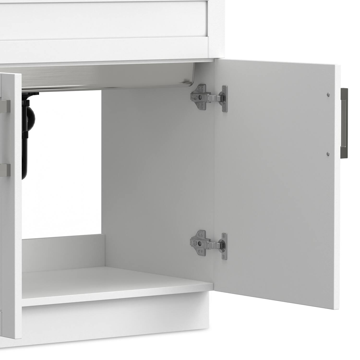 Alt View 8. Simpli Home - Hennessy All-In-One 36-inch Laundry Utility Sink and Cabinet - Pure White.