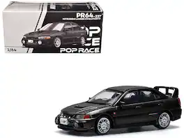 Mitsubishi Lancer Evolution IV RHD (Right Hand Drive) Pyrenees 1/64 Diecast Model Car by Pop Race - Black Pearl