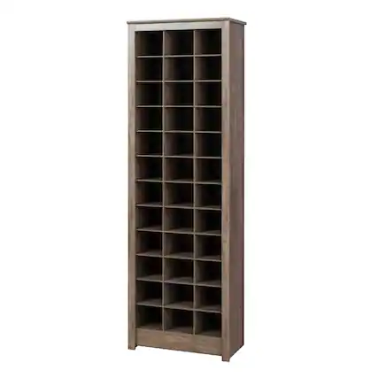 Front. Prepac - Space-Saving Shoe Storage Cabinet, Drifted Gray - Gray.