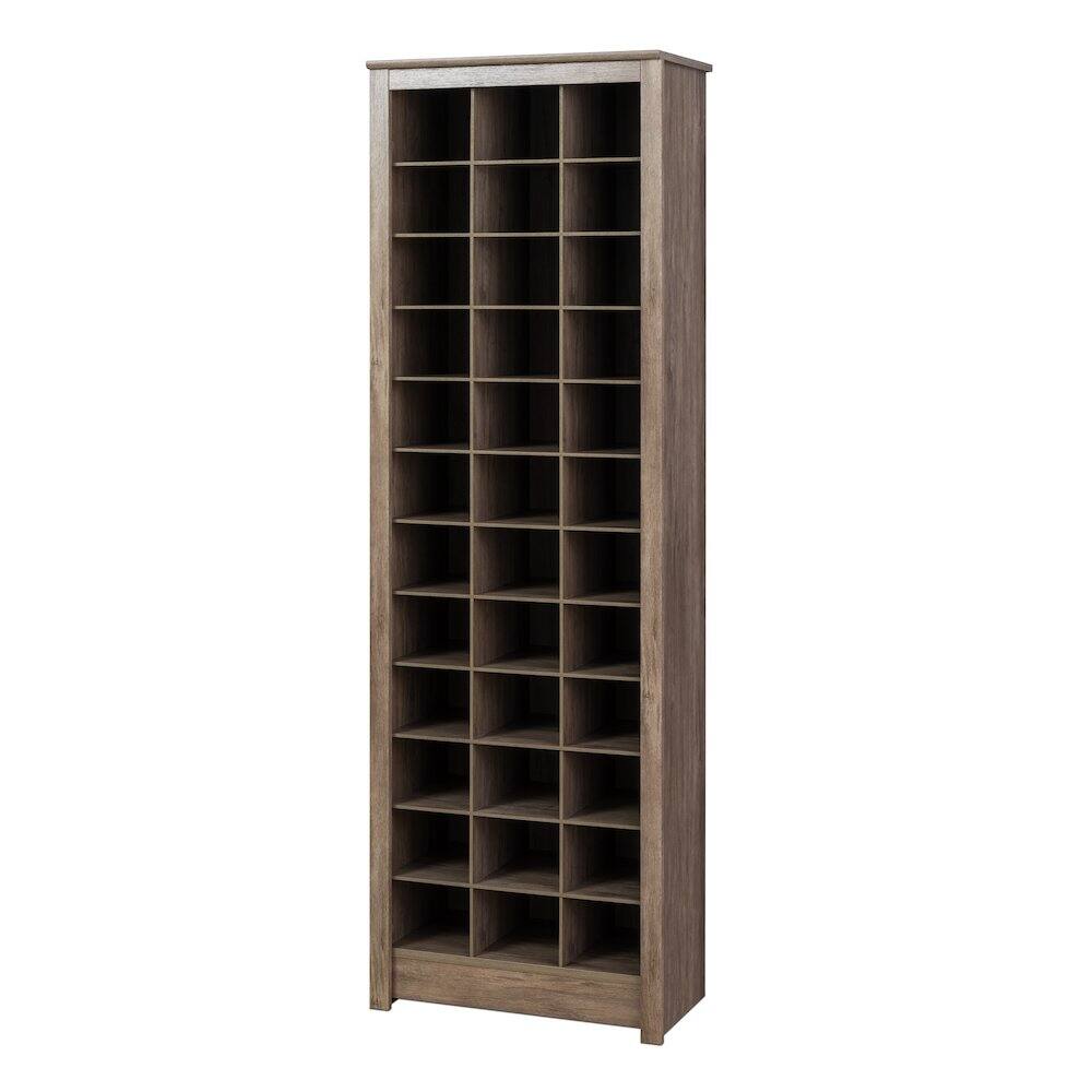 Front. Prepac - Space-Saving Shoe Storage Cabinet, Drifted Gray - Gray.