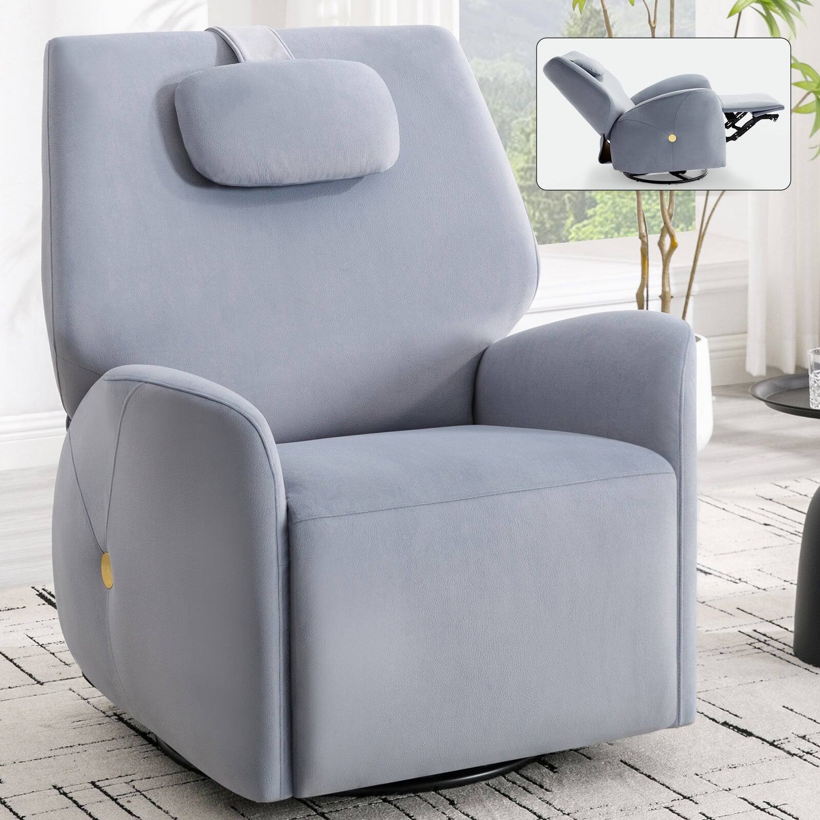 Alt View 2. Boyel Living - Swivel and Rocker Power Recliner Chair Max Swivel Degree 270° Heavy Duty Motion Mechanism with USB and Type-C Ports - Blue.