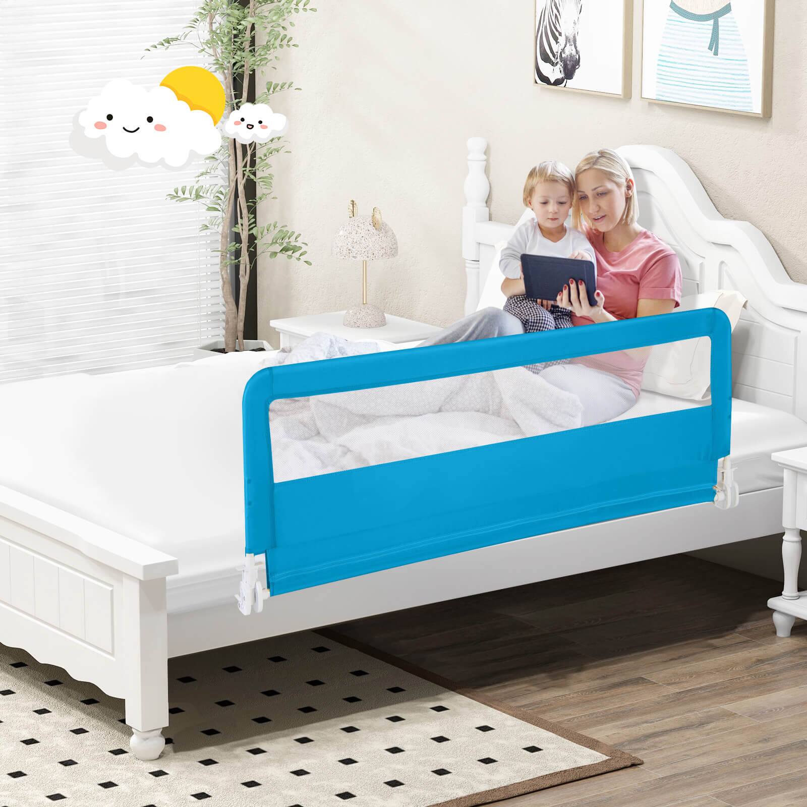 Alt View 3. Costway - Costway 59" Breathable Baby Children Toddlers Bed Rail Guard Safety Swing Down Blue - Blue.