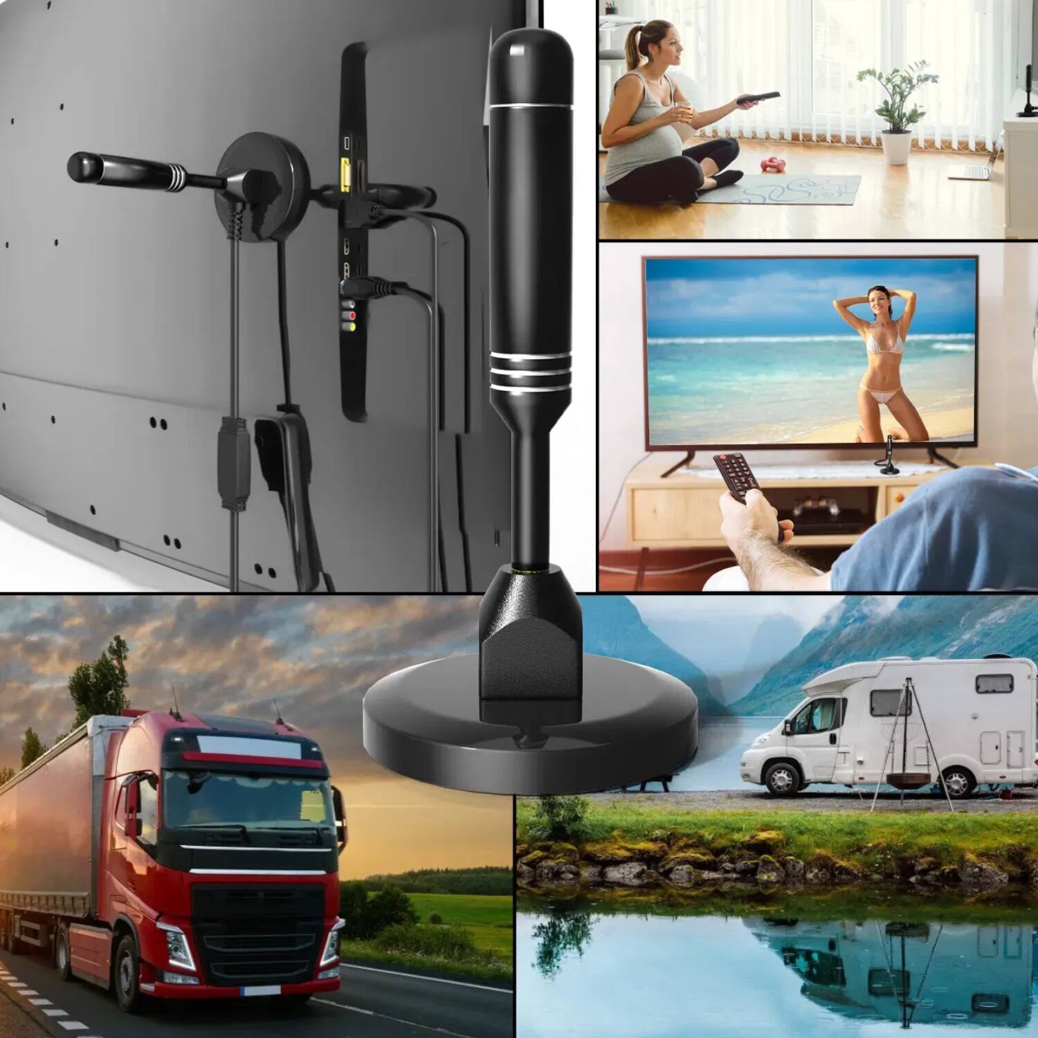 Back. Stock Preferred - 5600 Miles Upgraded HDTV Antenna - 25dBi Self Adhesive Type - Black.