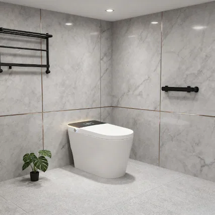 Front. Mirfee - Smart Bidet Toilet w/ Heated Seat | Foot Sensor Flush | Warm Water Wash & Foam Shield - White.