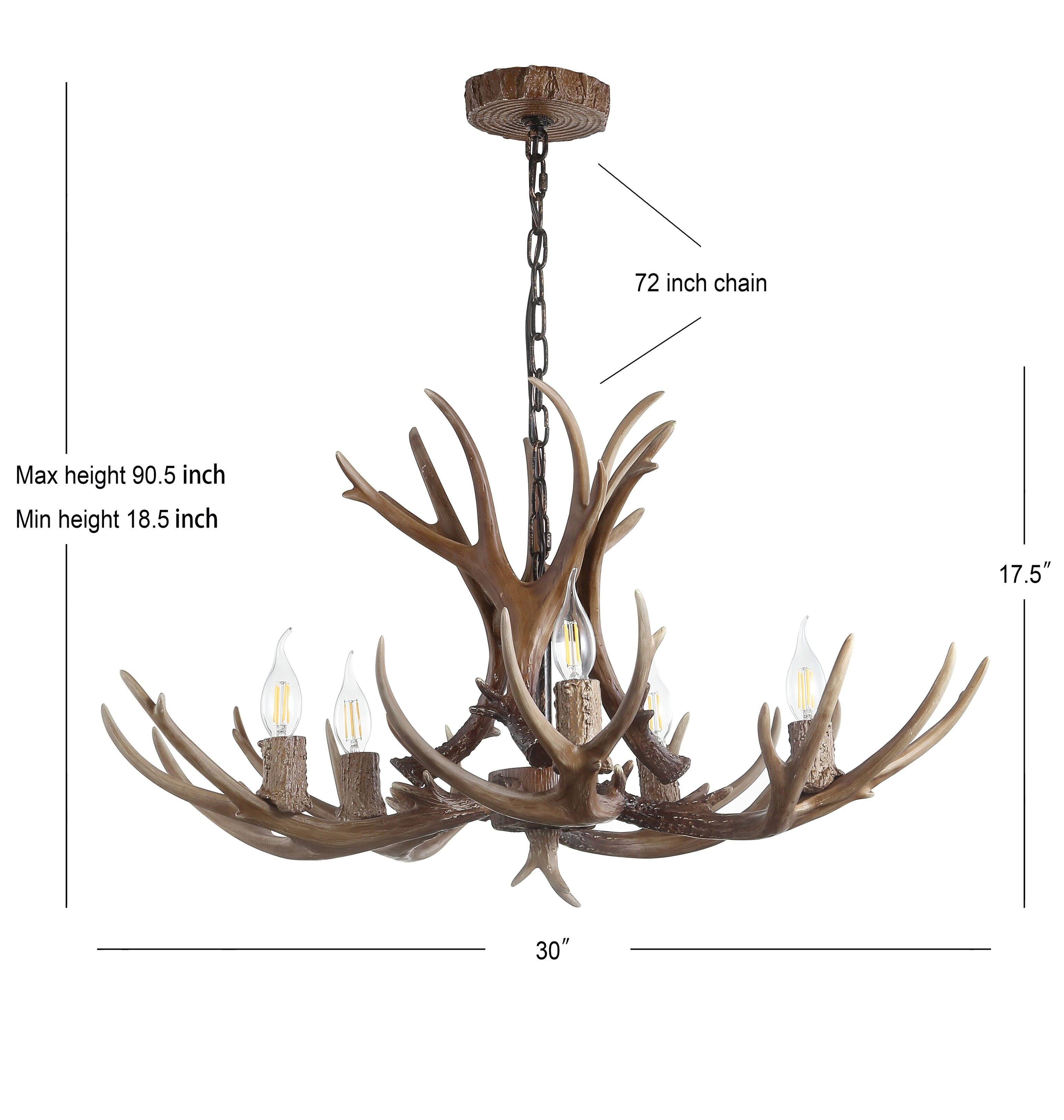 72 inch chain  
Max height 90.5 inch  
Min height 18.5 inch  
17.5"  
30"