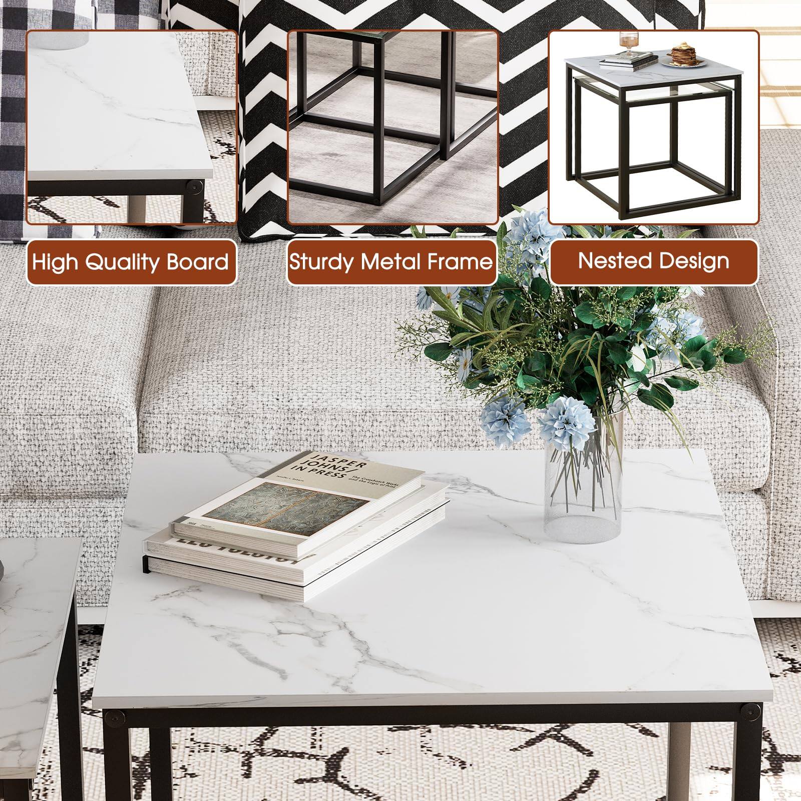 High Quality Board  
Sturdy Metal Frame  
Nested Design