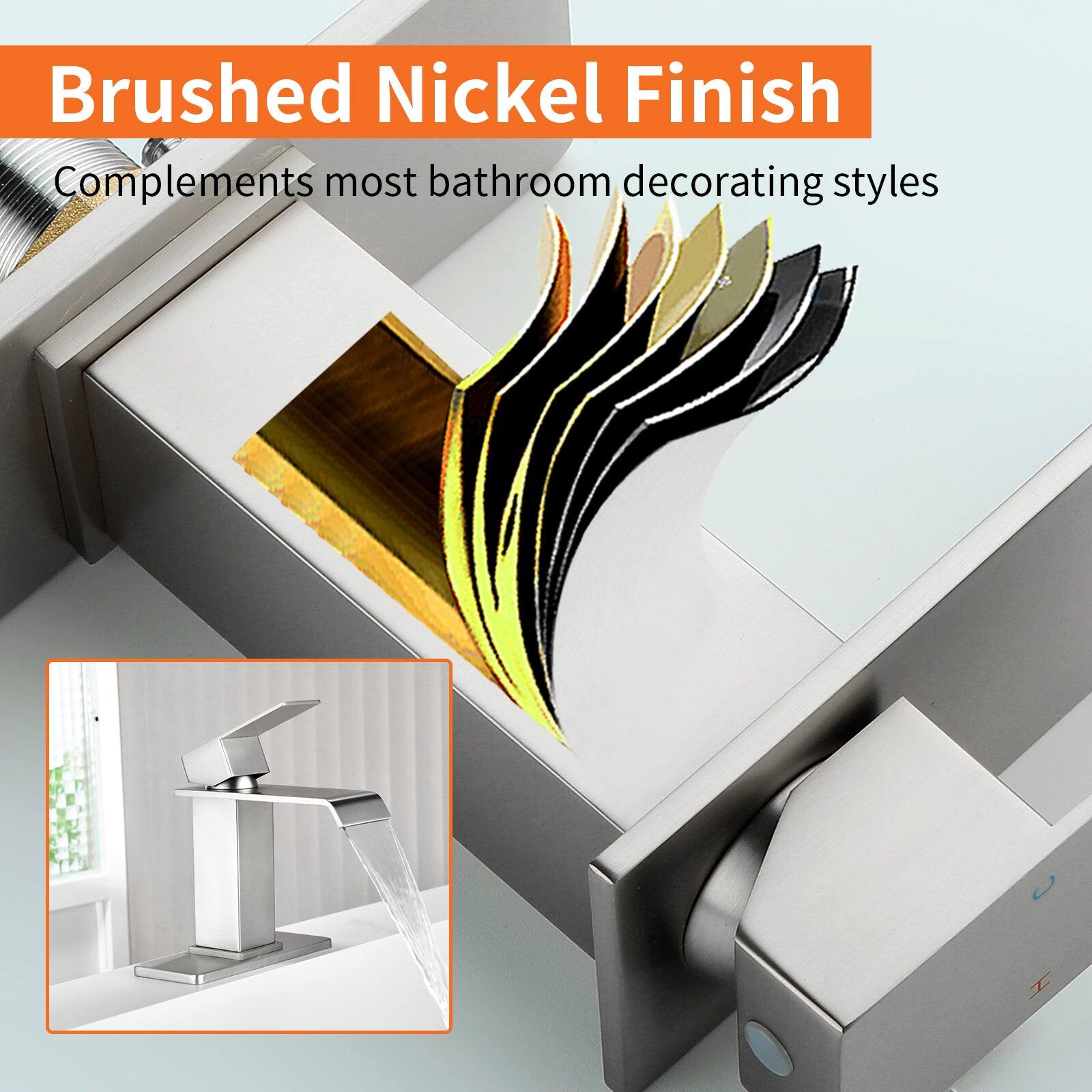 Brushed Nickel Finish  
Complements most bathroom decorating styles