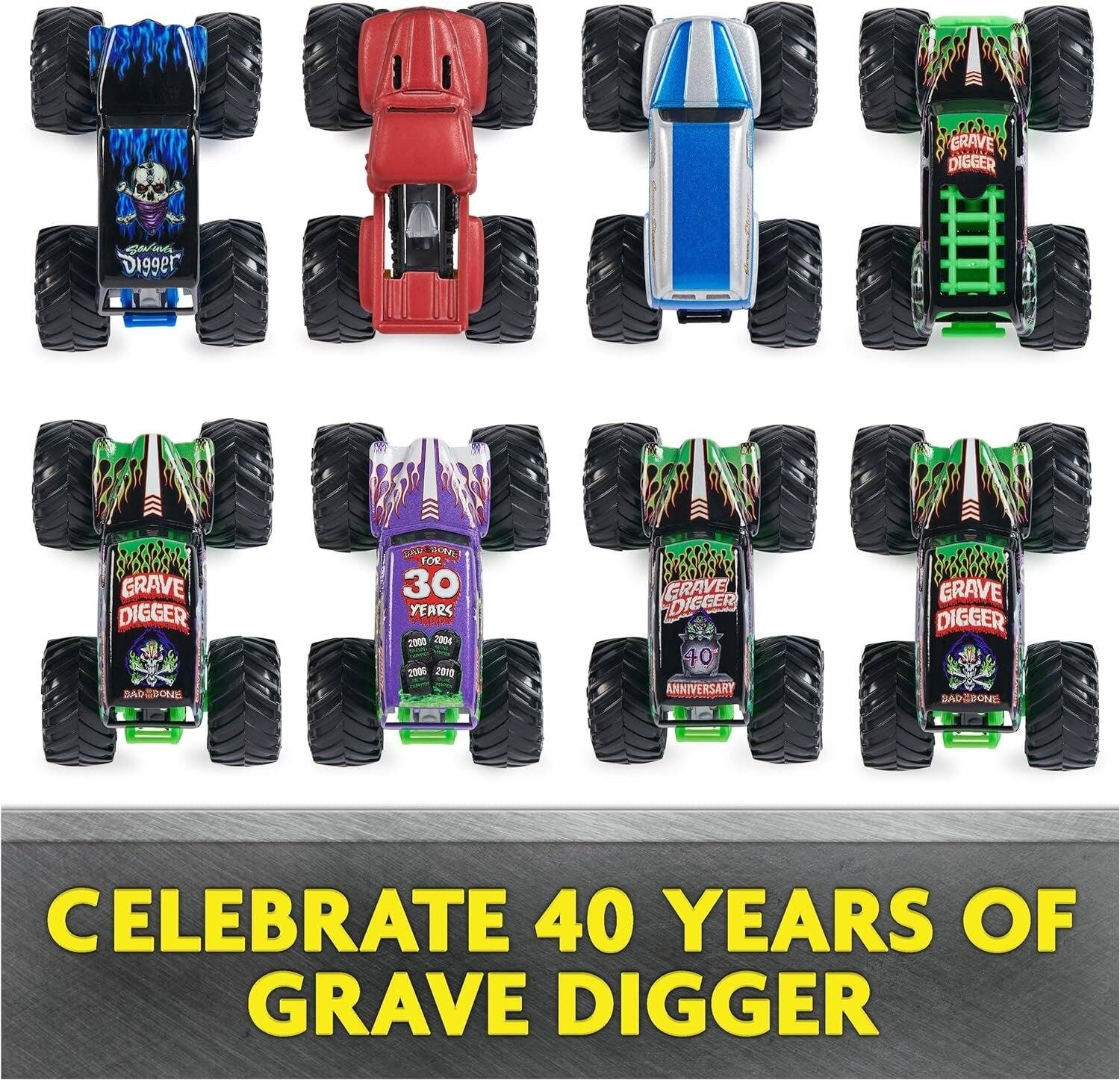 2 1 GRAVE DIGGER ain't Digger S GRAVE DIGGER BAR SDONI B A FOR 30 YEARS 2000 2004 7004 2010 20t GRAVE "DIGGER 40 ANNIVERSARY SSR GRAVE DIGGER SAD BADGBONE CELEBRATE 40 YEARS OF GRAVE DIGGER

CELEBRATE 40 YEARS OF GRAVE DIGGER