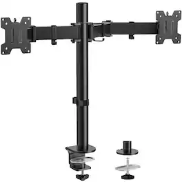 Hanke - Dual Monitor Mount Up To Screens Heavy-duty Steel Stand Full Motion Adjustable Arm With Tilt Swivel Rotate - Default