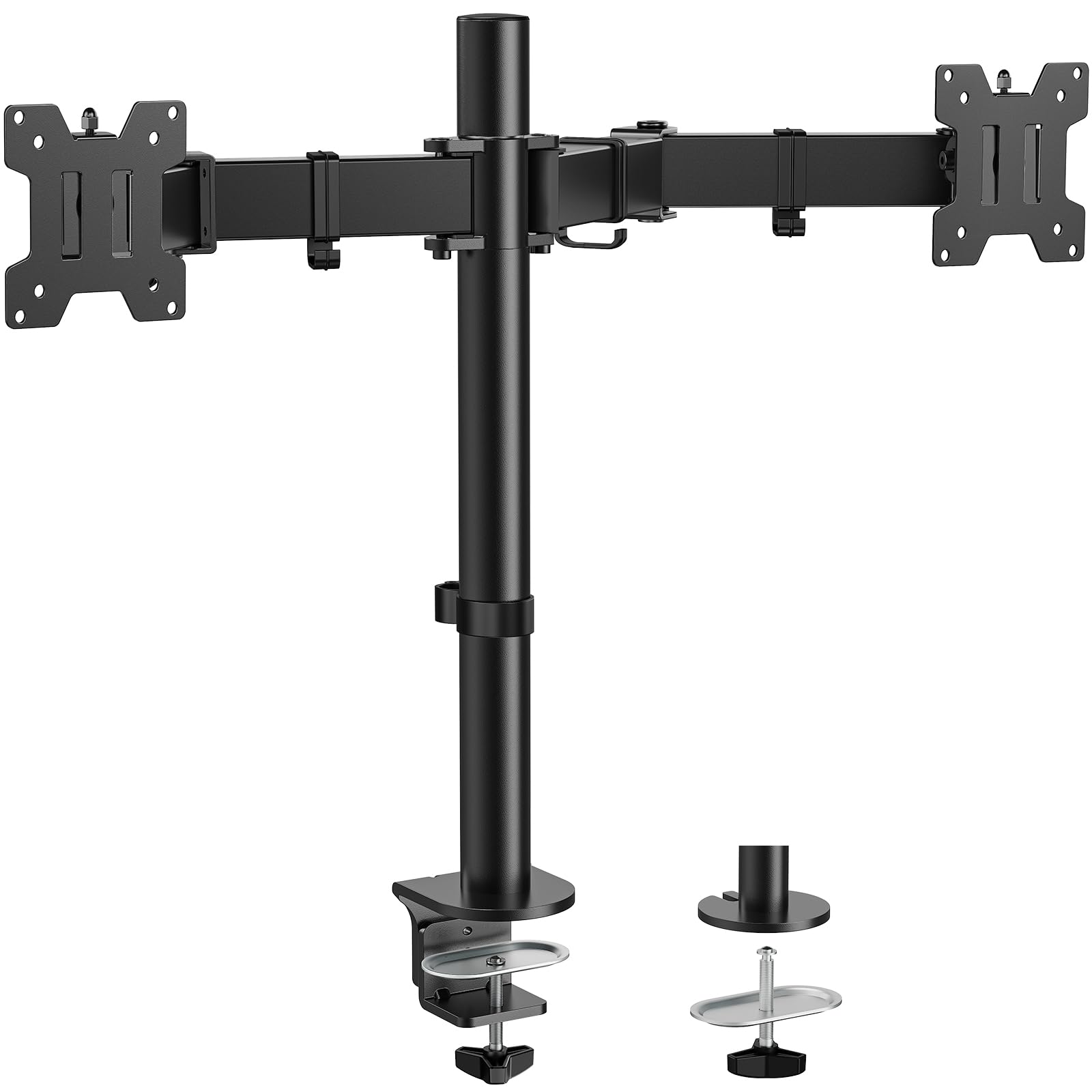 Front. Hanke - Dual Monitor Mount Up To Screens Heavy-duty Steel Stand Full Motion Adjustable Arm With Tilt Swivel Rotate ... - Default.