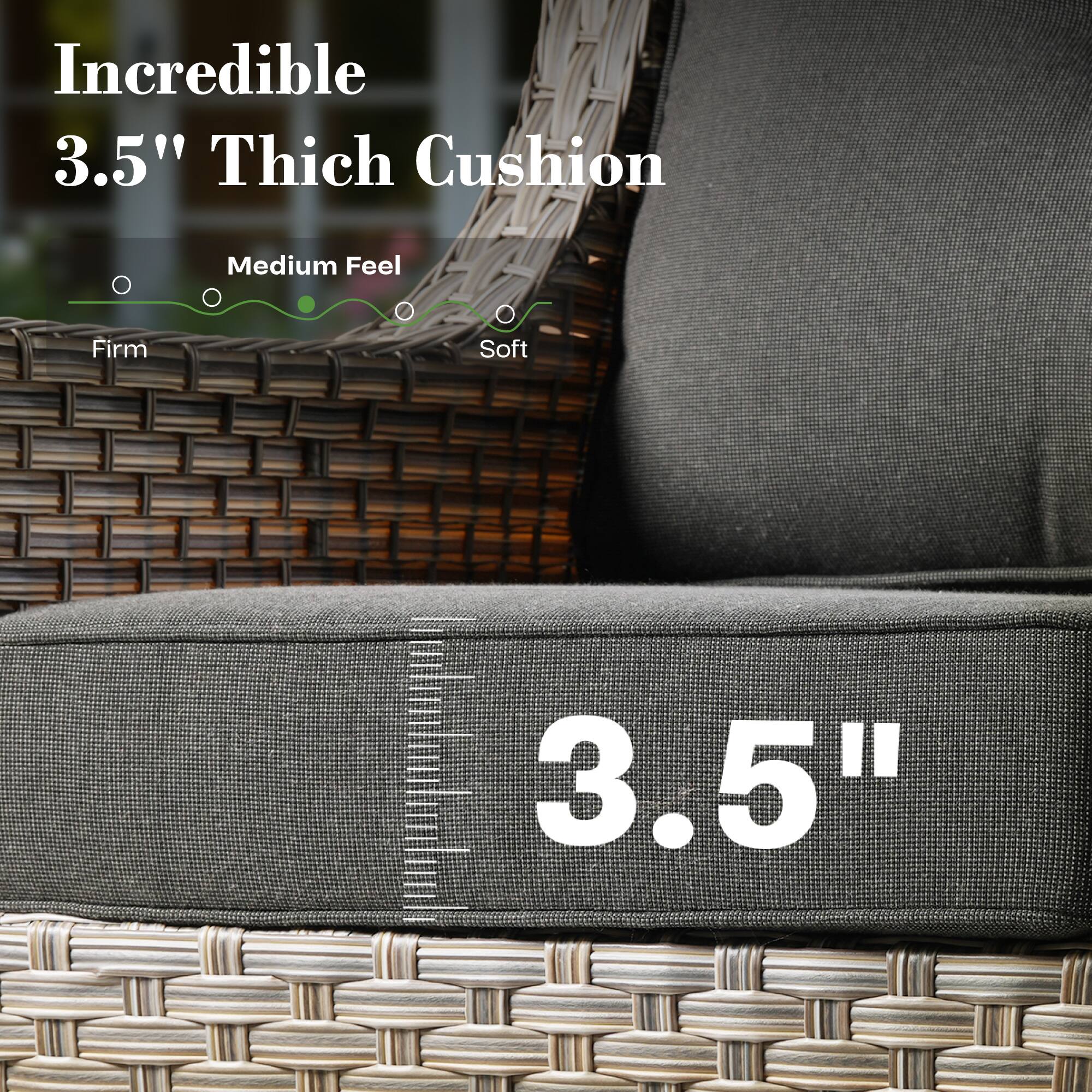 Incredible 3.5" Thick Cushion

Medium Feel

Firm Soft

3.5"