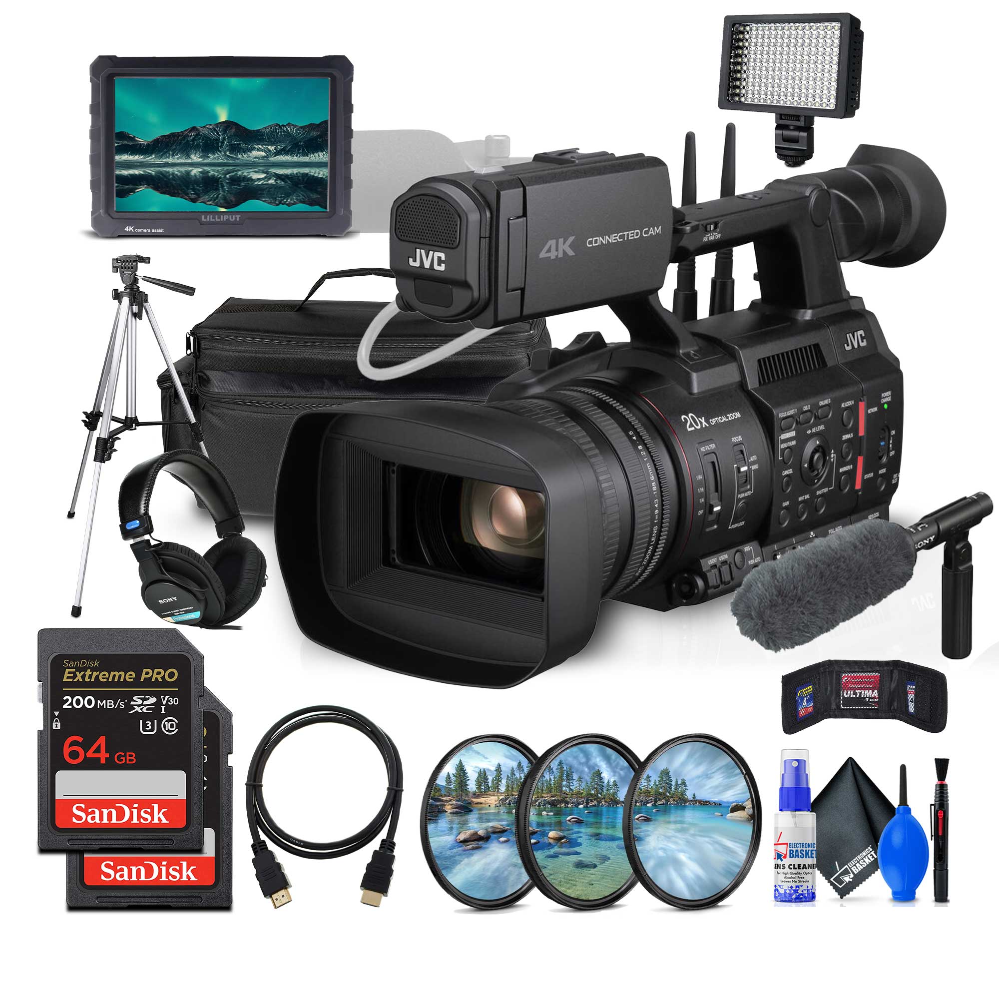 JVC - GY-HC550 9.35MP 4K UHD Handheld 4K Broadcast Professional Camcorder + More