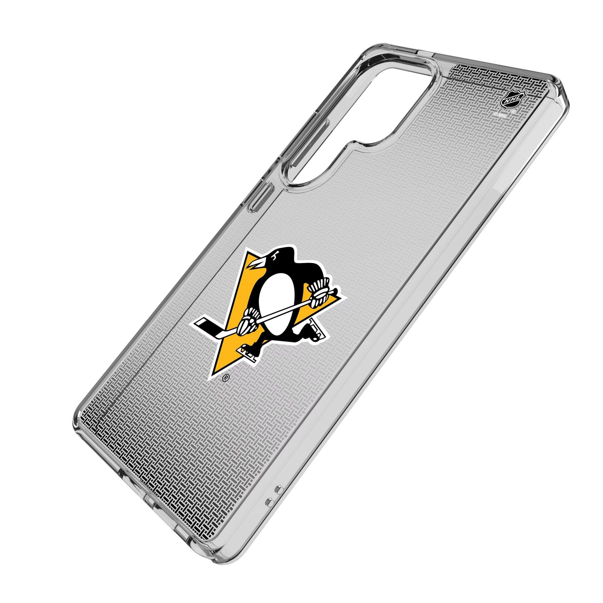 Alt View 1. Keyscaper - Pittsburgh Penguins Linen Logo Galaxy Clear Case - S25 - Multicolor.