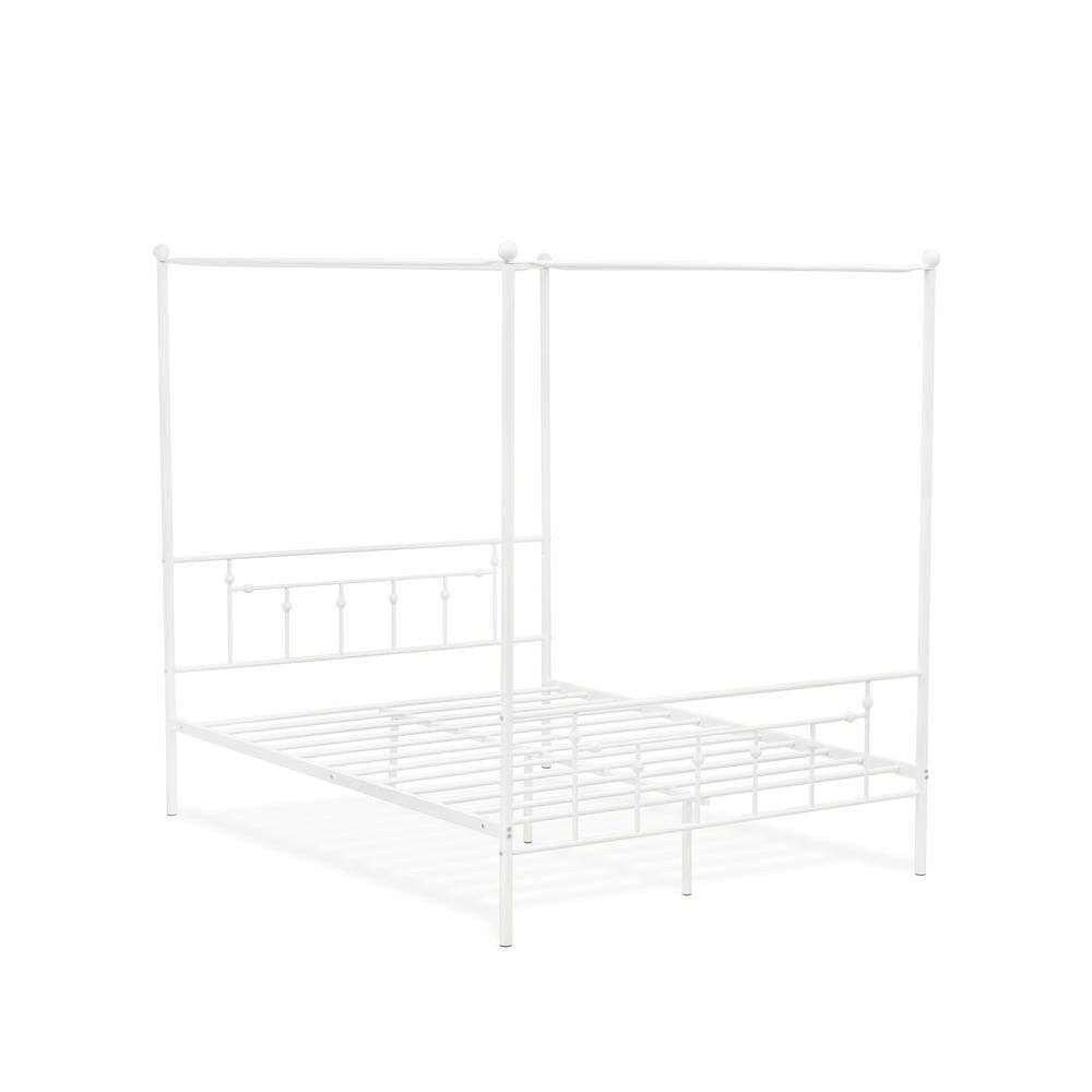 Alt View 2. East West Furniture - ATQCWHI Anniston Queen Bed with Luxurious Style Headboard and Footboard - Canopy Metal Frame in Powder Coating White - White.