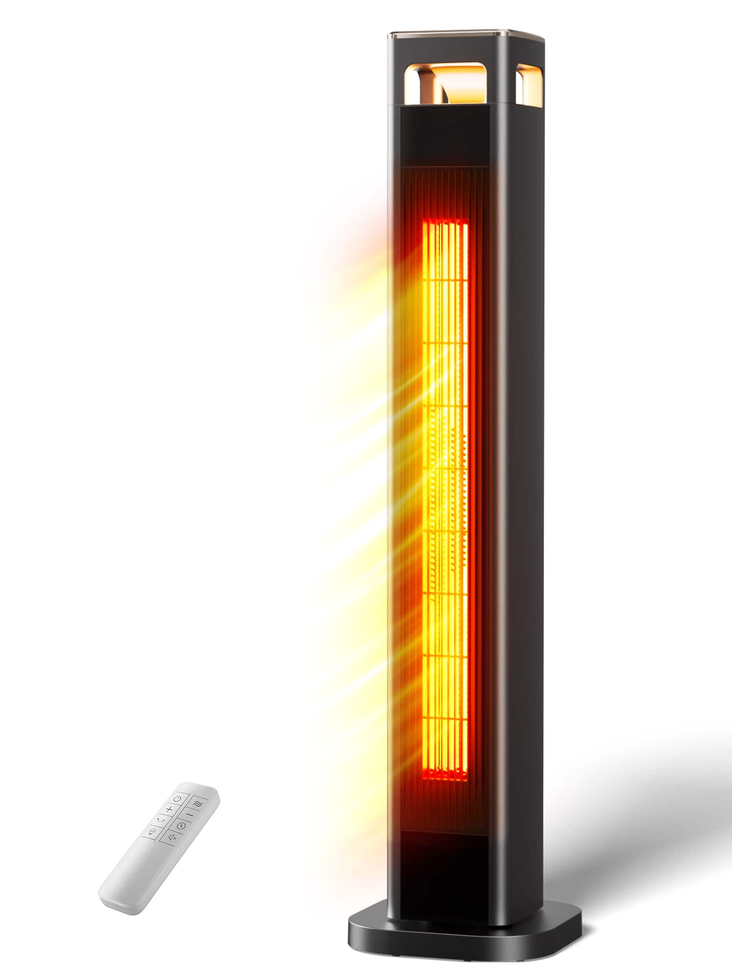 Mountman - PTC Ceramic Space Heater 1500W, Remote, 70° Oscillation, 24H Timer, ECO Mode, Overheat & Tip-Over Safety, Dark Gray