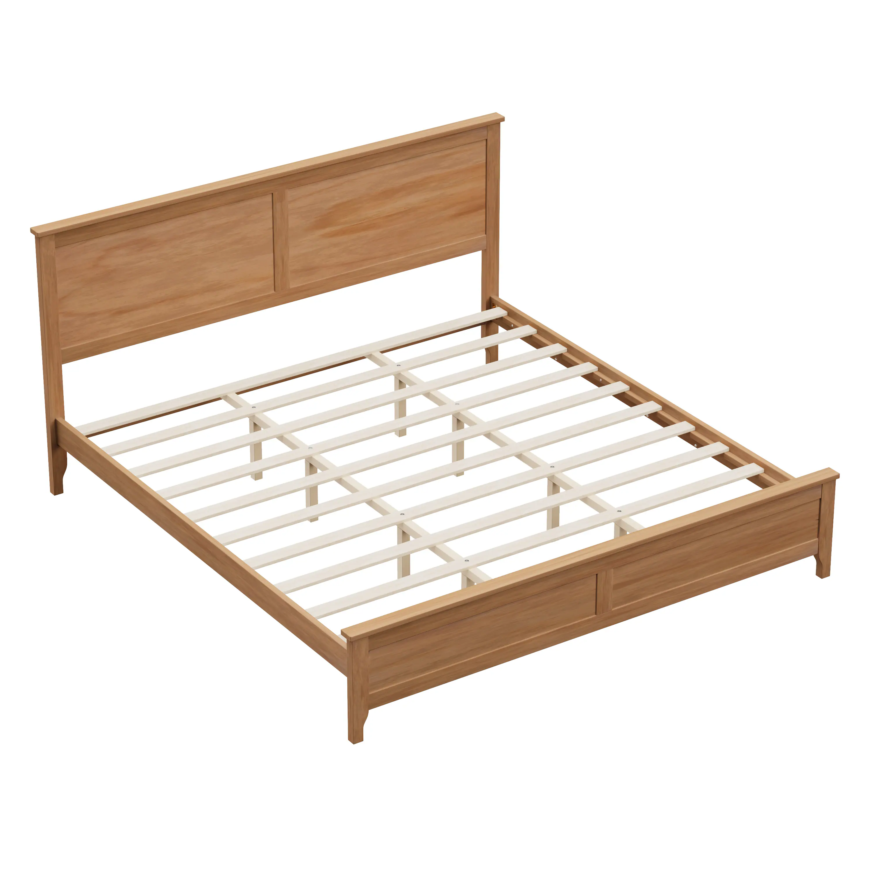 Back. LUCKY ONE - King Size Solid Wood Platform Bed with Sturdy Wooden Slats Support - Seadrift.