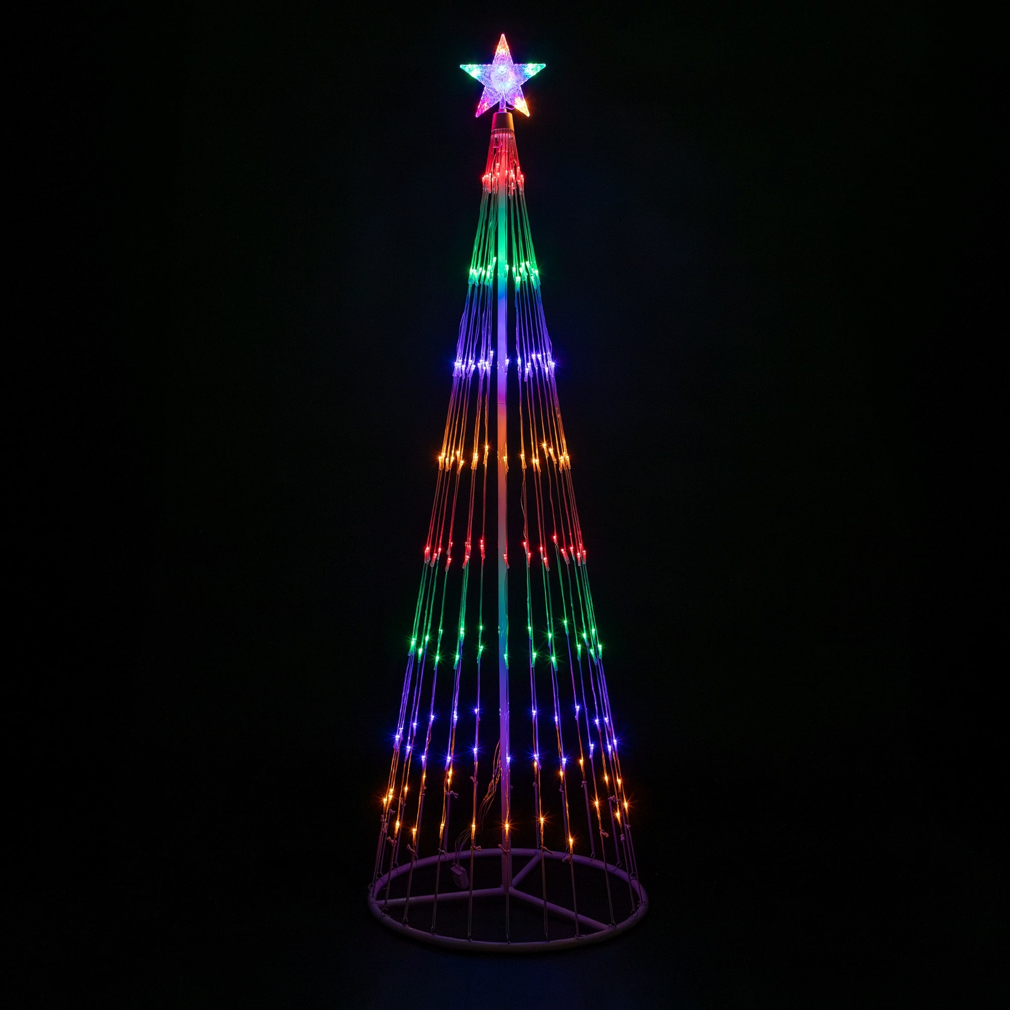 Northlight - LED Lighted Multi-Function Outdoor Christmas Cone Tree - 6' - Multi-Color - White