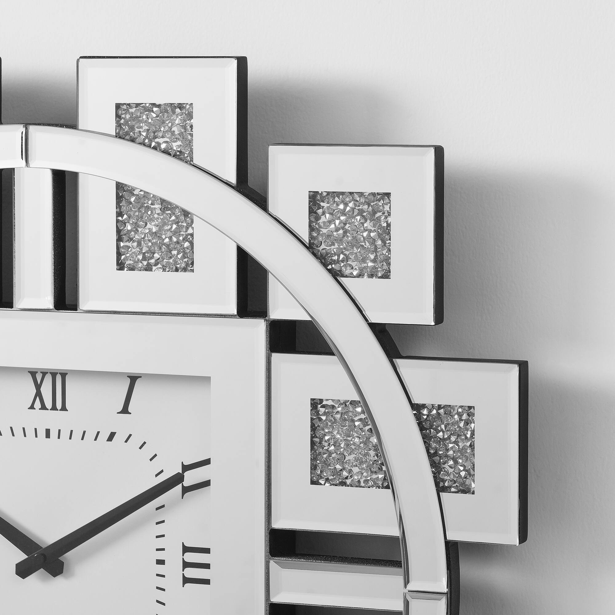 Left. TinyHomie - Wall Clock in Mirrored Faux GemStones.