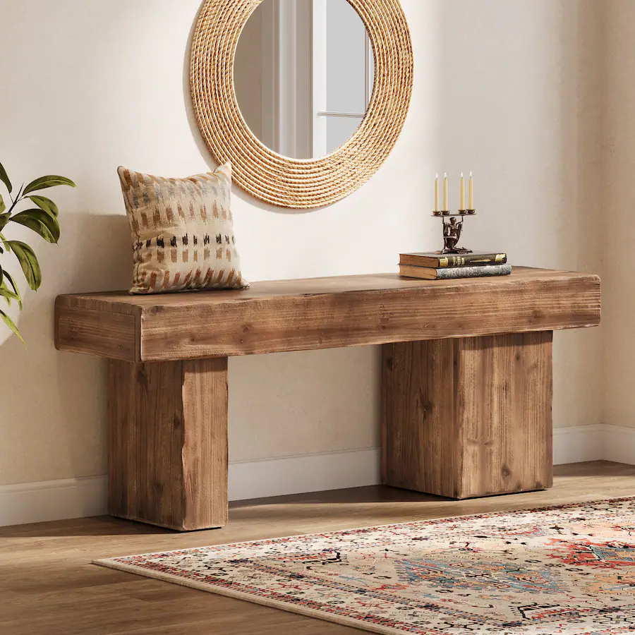 Good Reception Form Tribesigns Office Reception Bench with Solid Wood Construction, for ...