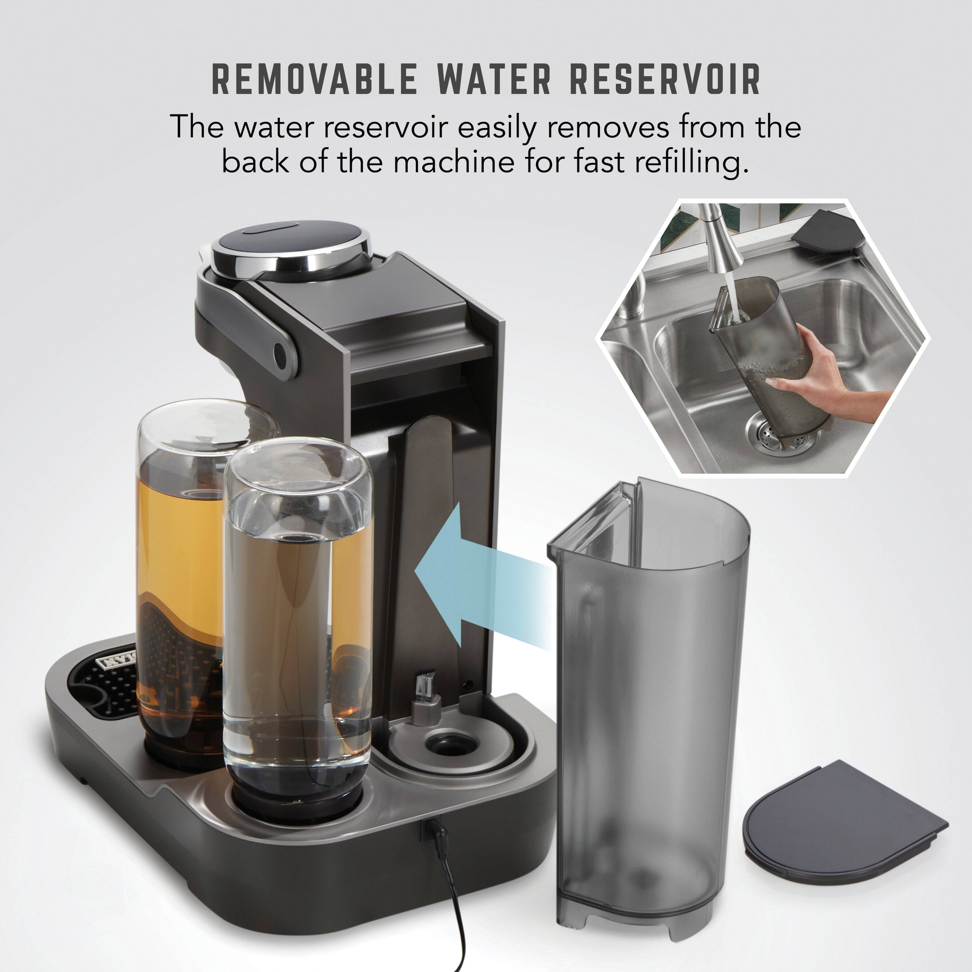 REMOVABLE WATER RESERVOIR

The water reservoir easily removes from the back of the machine for fast refilling.