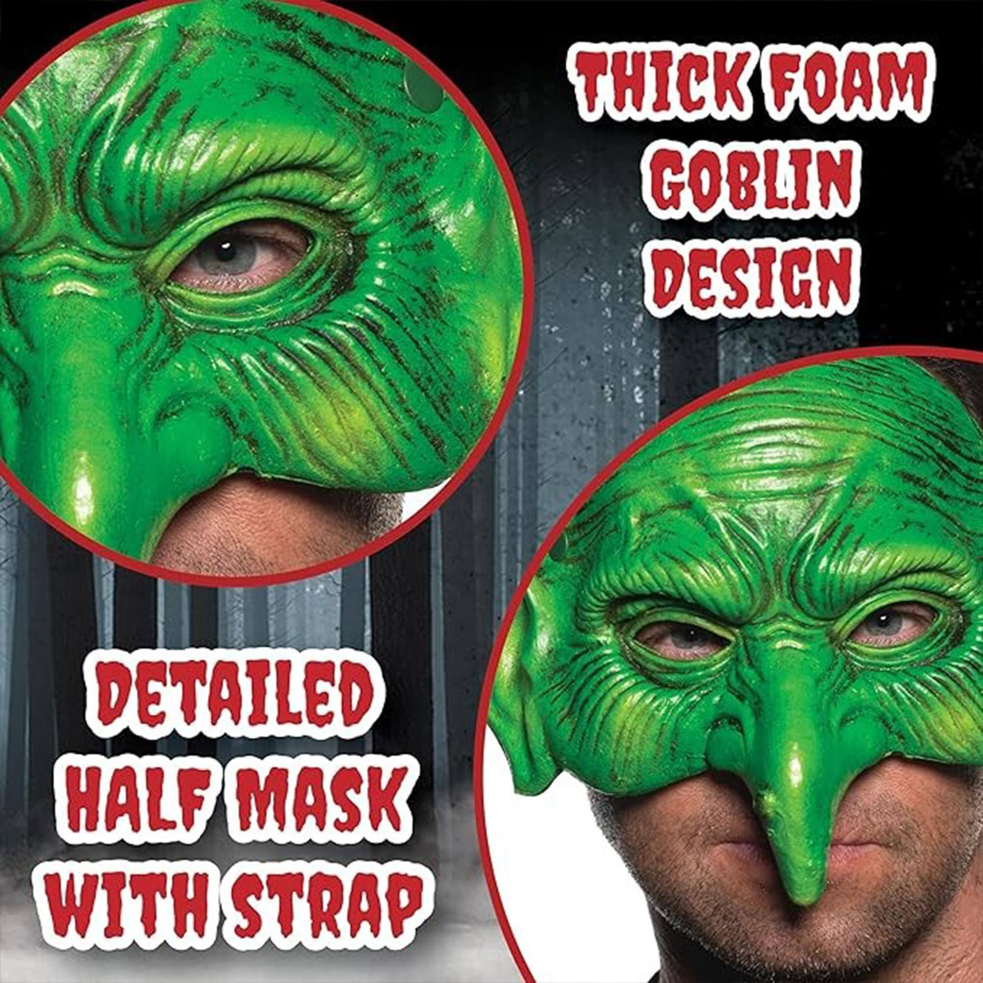 Thick Foam Goblin Design  
Detailed Half Mask with Strap