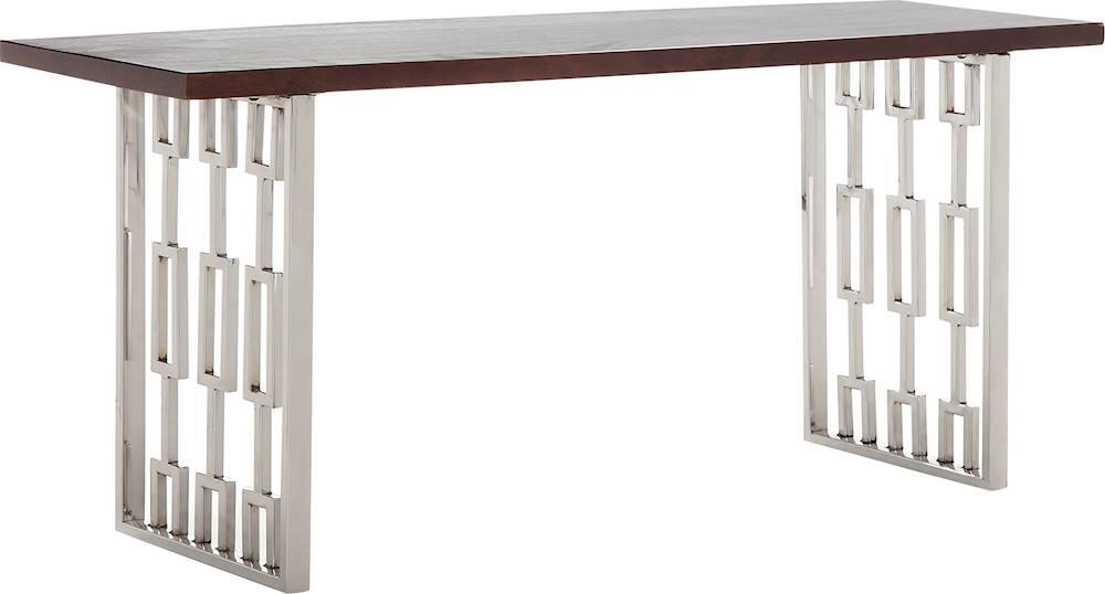 Alt View 11. Adore Decor - Lennox Rectangular Contemporary Wood and Metal Bench - Dark Walnut Brown.
