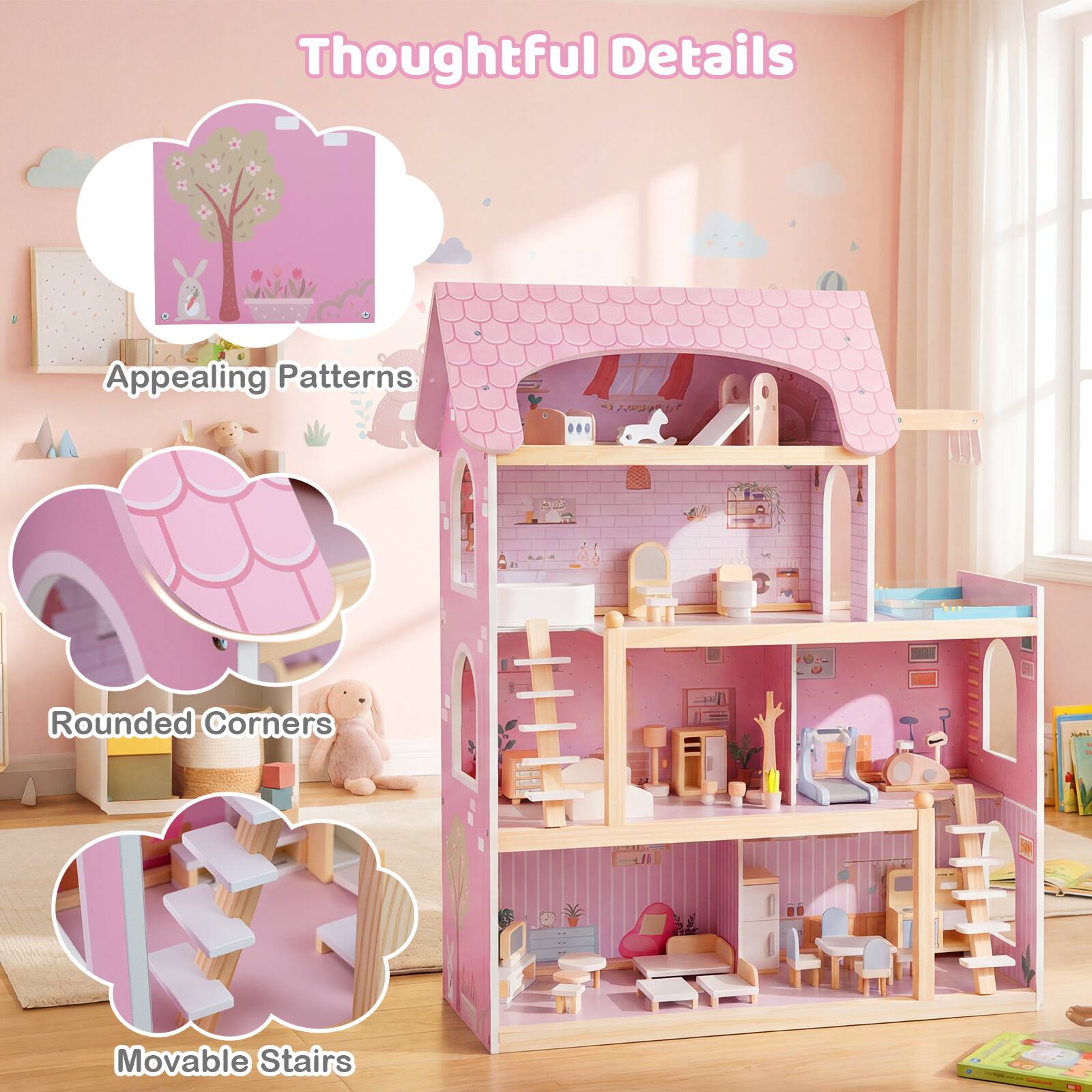 Thoughtful Details

Appealing Patterns

Rounded Corners

Movable Stairs