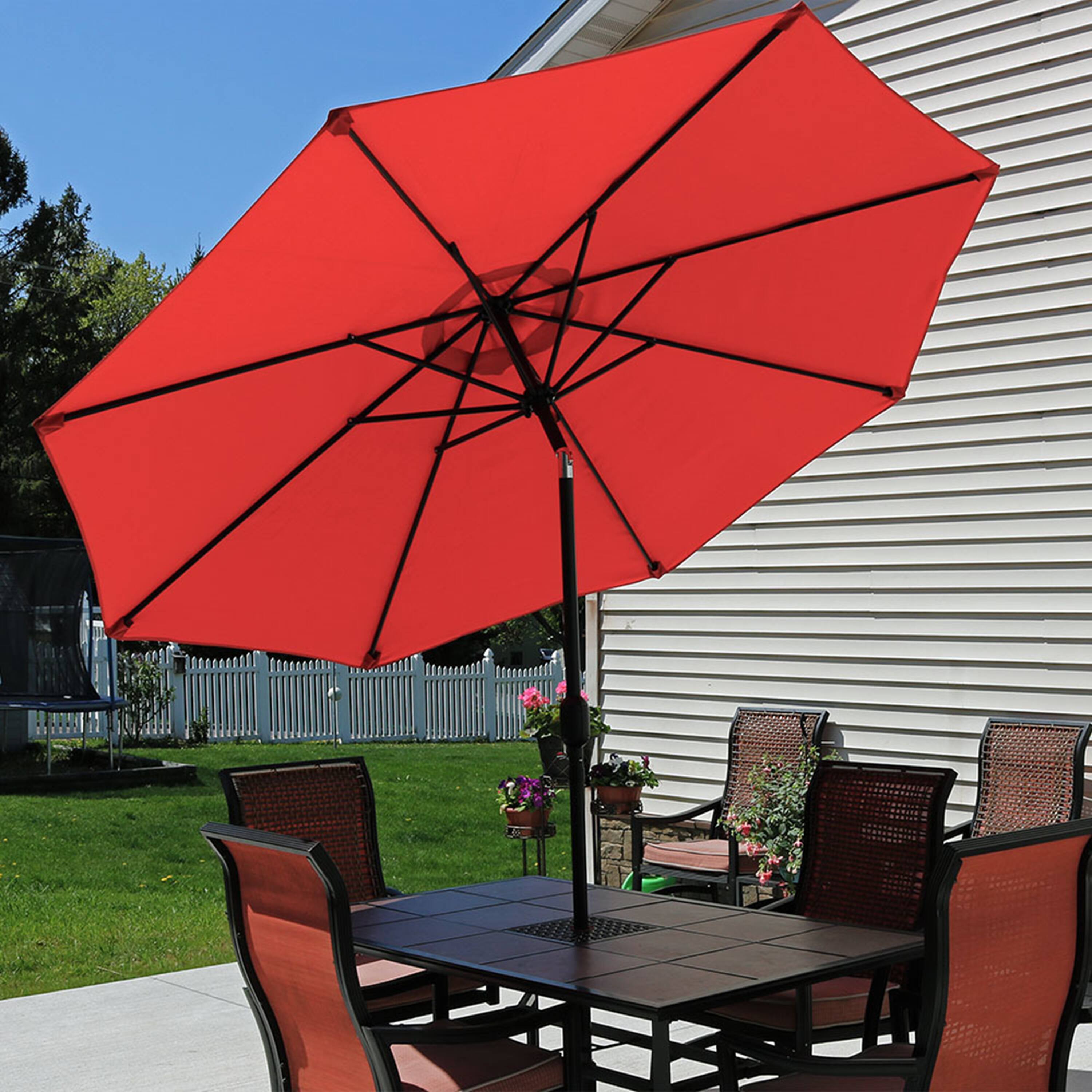 Alt View 3. Sunnydaze - 9 ft Aluminum Patio Umbrella with Tilt and Crank - Burnt Orange.