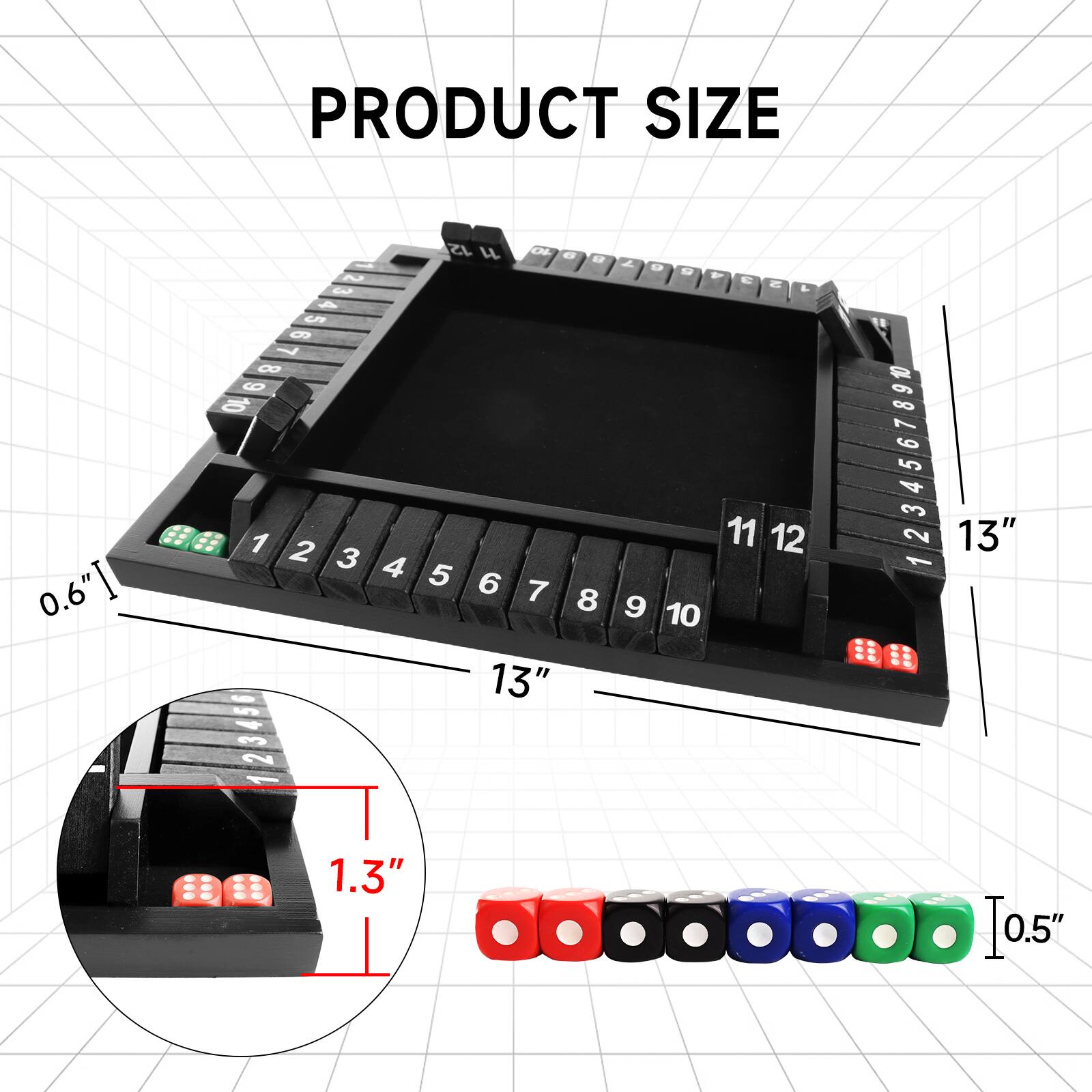 PRODUCT SIZE
0.6"
13"
1.3"
0.5"