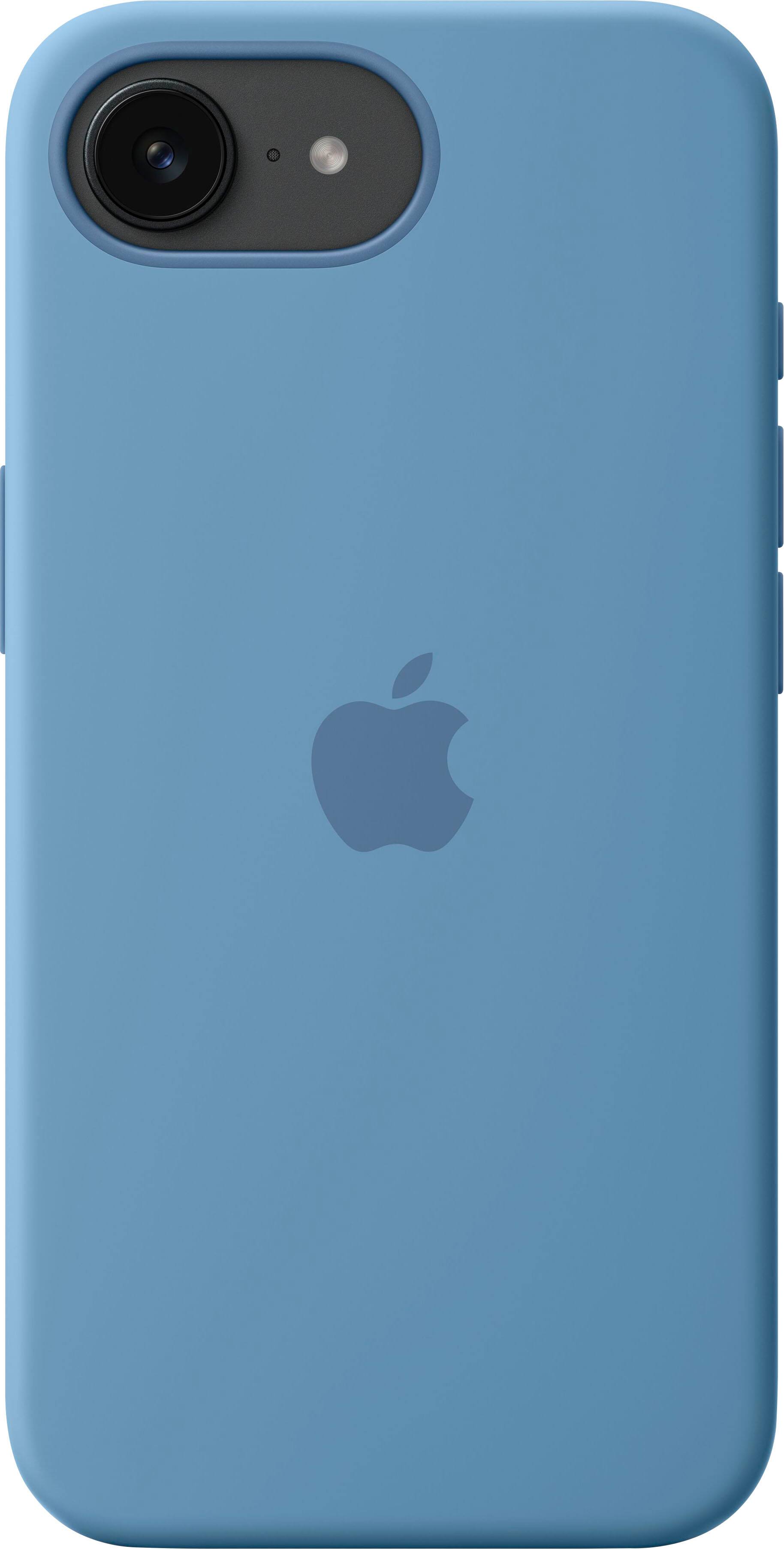 Angle. Apple - iPhone 16e Silicone Case - Winter Blue.