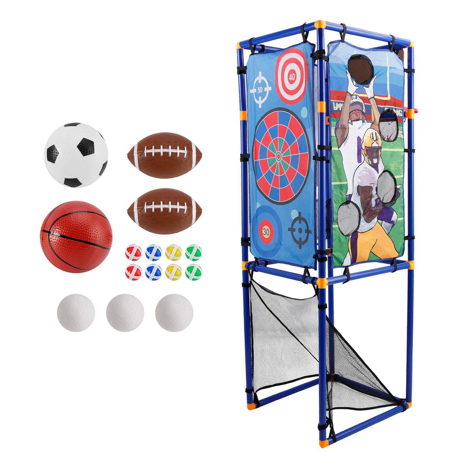 Alt View 7. Topteng - 5-in-1 Multi-Sport Toss Game Set -Football, Baseball, Basketball, Rugby & Fly Ball with 15+ Accessories for Kids Ages 3+.