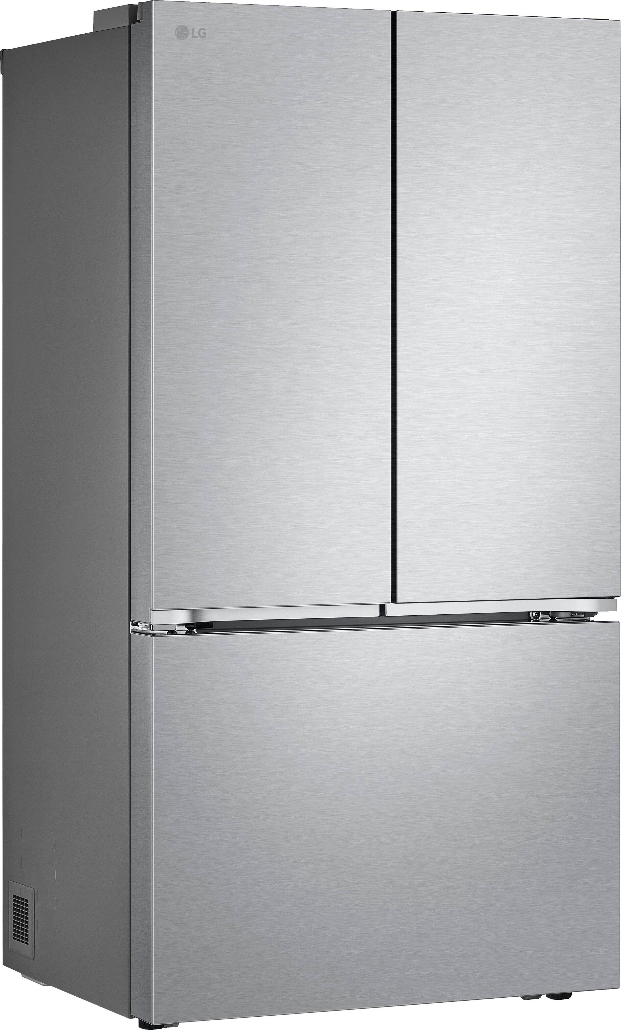 Left. LG - Counter-Depth MAX 26.5 Cu. Ft. French Door Smart Refrigerator with Internal Water Dispenser - Stainless Steel.