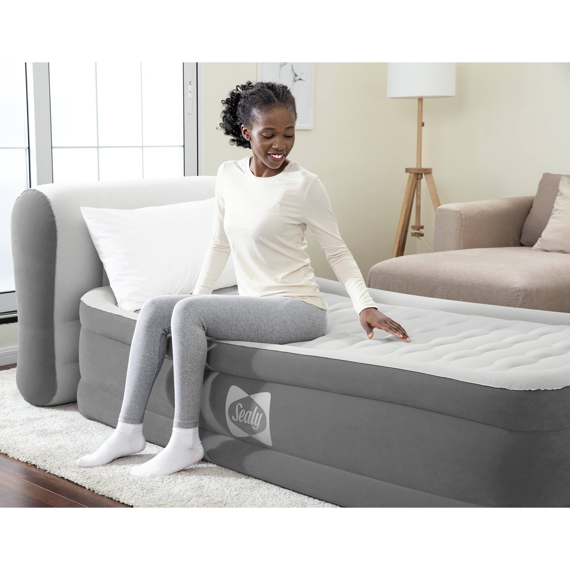 Alt View 7. Bestway - Sealy: Tritech: Air Mattress & Headboard - Twin - Gray.