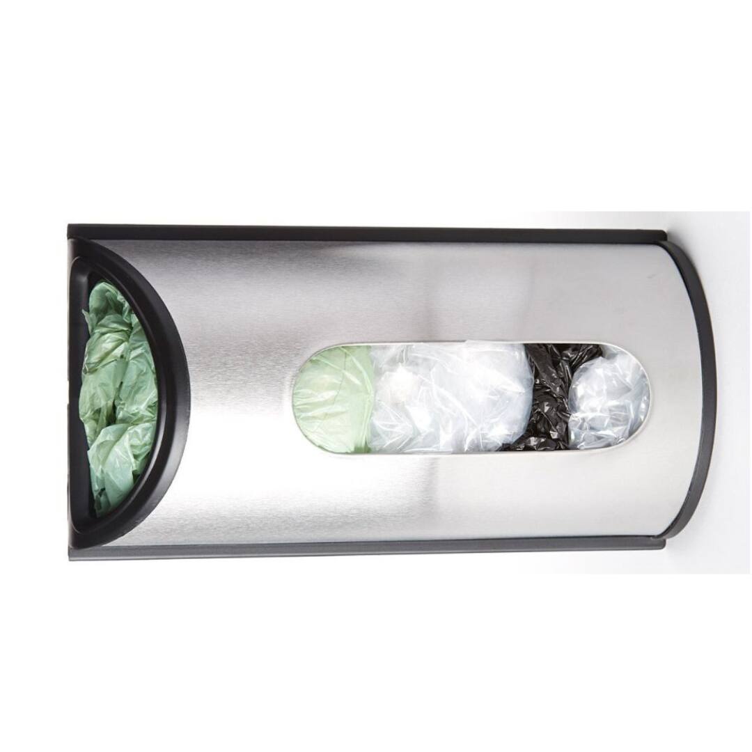 Left. Home It - Grocery Bag Holder - Plastic Bag Organizer - Stainless Steel Grocery Bags Holder with Easy-Access Opening.