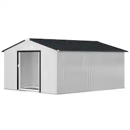 Outsunny - Garden Metal Shed, Storage Shed Utility Storage with Double Locking Doors for Bike