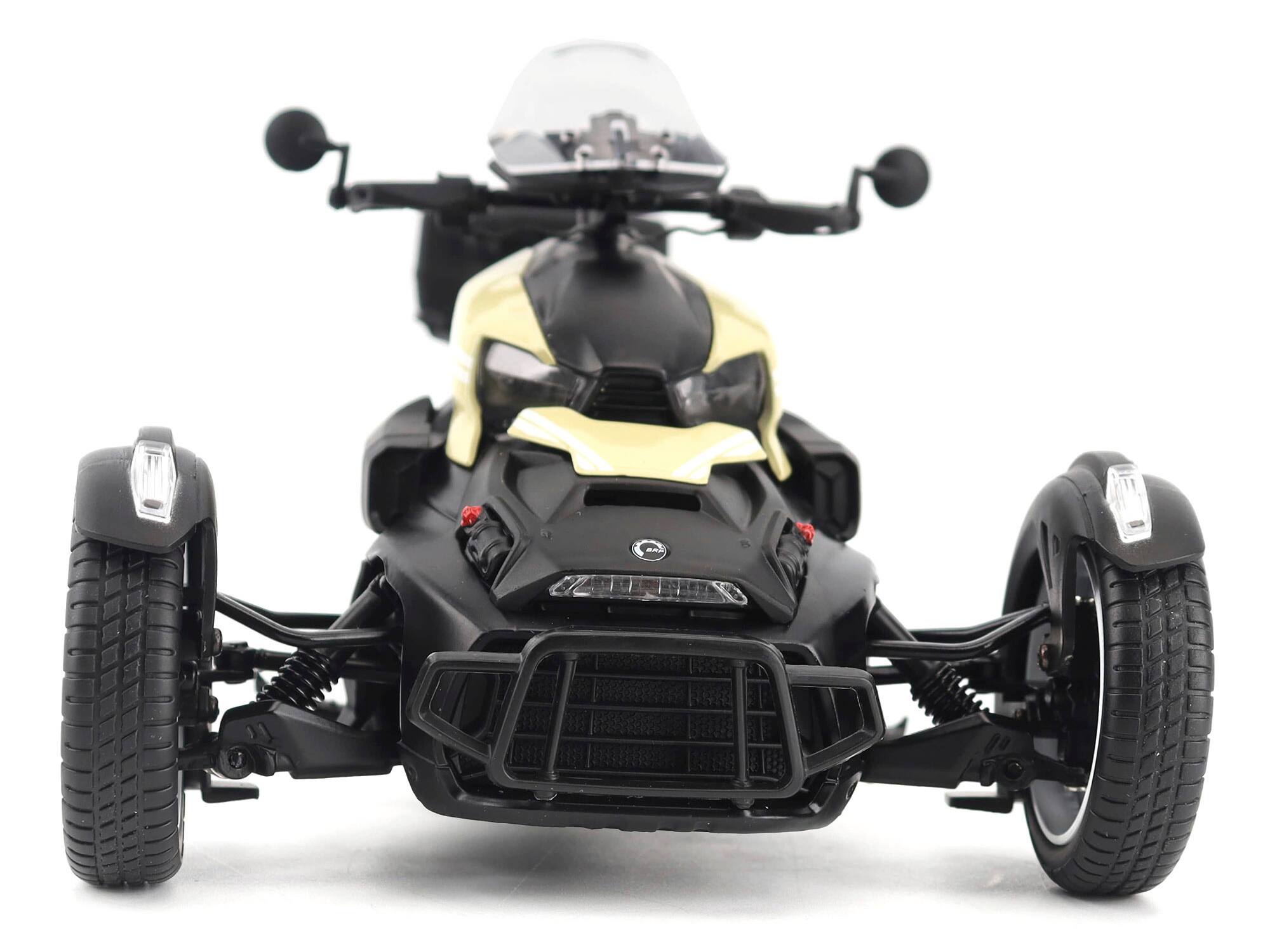 Alt View 3. BRP Models - Can-Am Ryker Rally 3-Wheel Motorcycle Sand Storm and Black 1/12 Diecast Model by BRP Models.