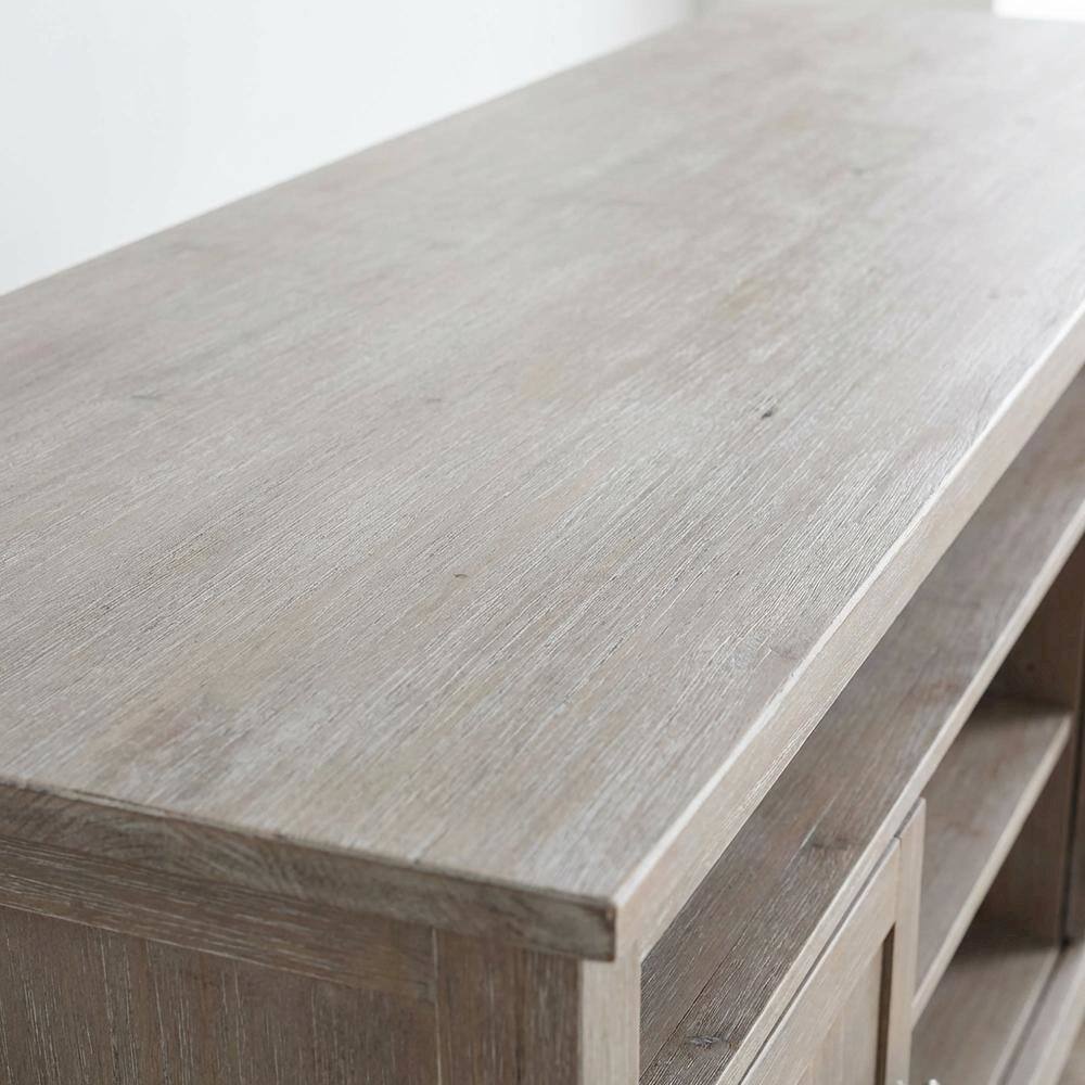 Alt View 4. FurniFact - Washed Gray Taupe Entertainment TV Stand with 2 Doors and Hardwood Construction - Gray.