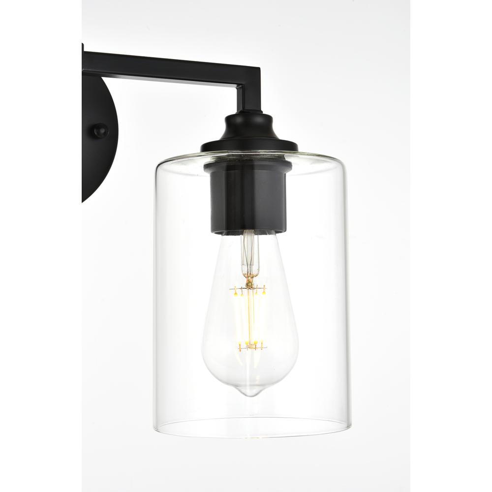 Left. Living District - Mayson 2 light Black and Clear Bath Sconce - Black And Clear.