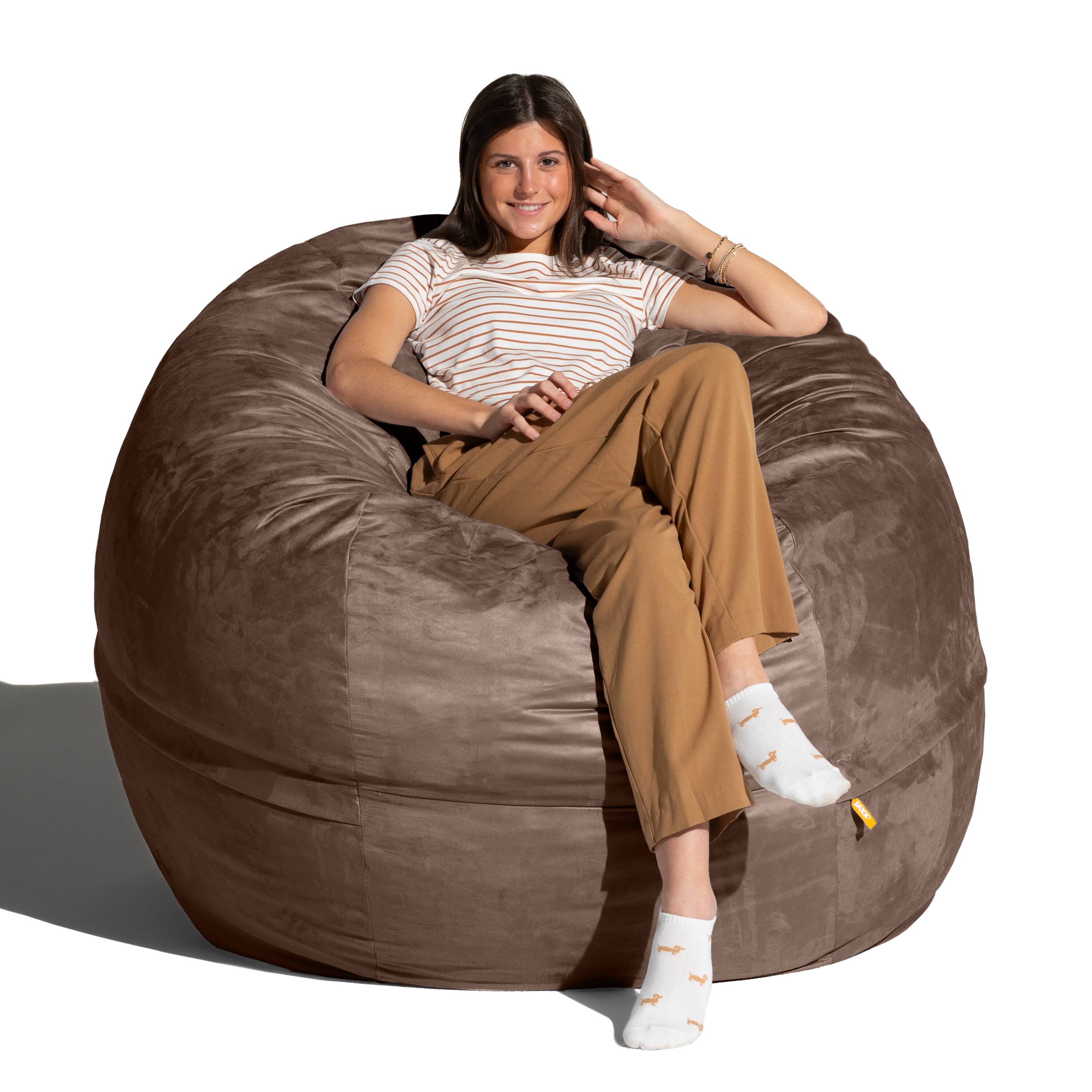Angle. Jaxx - Jaxx Saxx 5 Foot Large Bean Bag w/ Removable Cover, Chocolate - Chocolate.