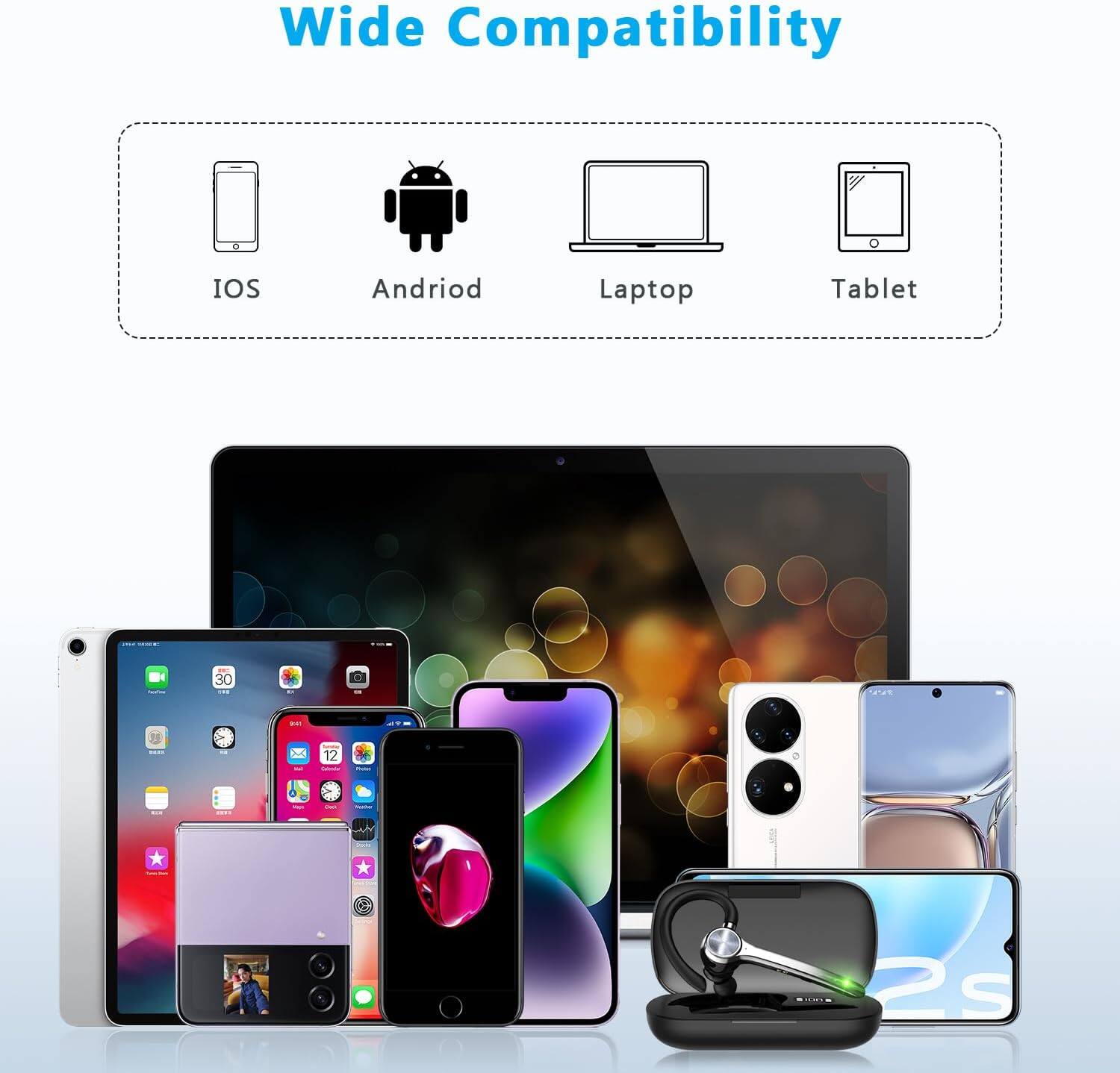 Wide Compatibility

IOS  
Android  
Laptop  
Tablet
