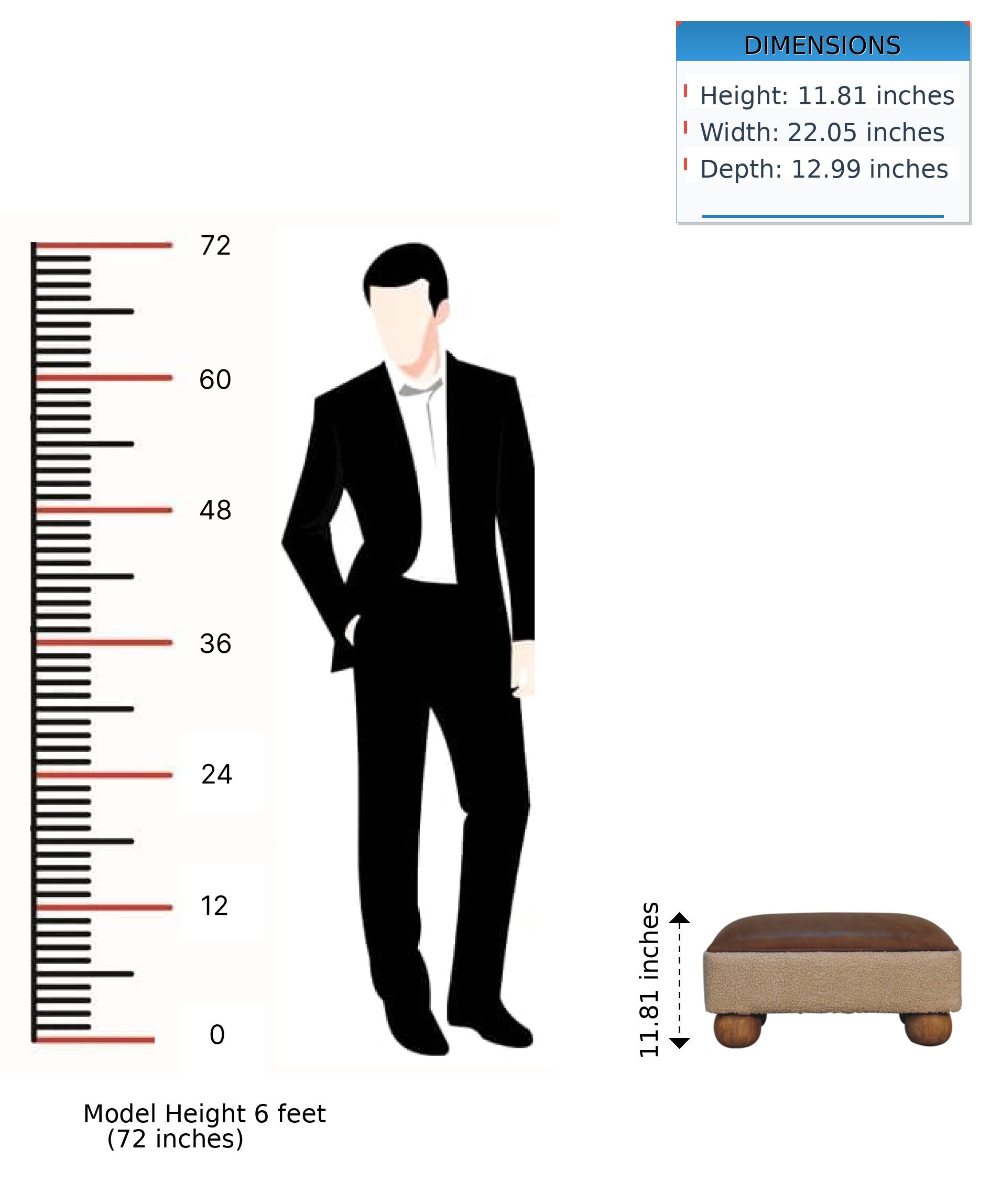 DIMENSIONS  
Height: 11.81 inches  
Width: 22.05 inches  
Depth: 12.99 inches  

Model Height 6 feet (72 inches)