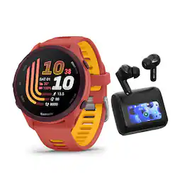 Garmin - Forerunner 170 Music GPS Smartwatch (Red Pink/Mango) Bundle with Earbuds - Red - (2026)
