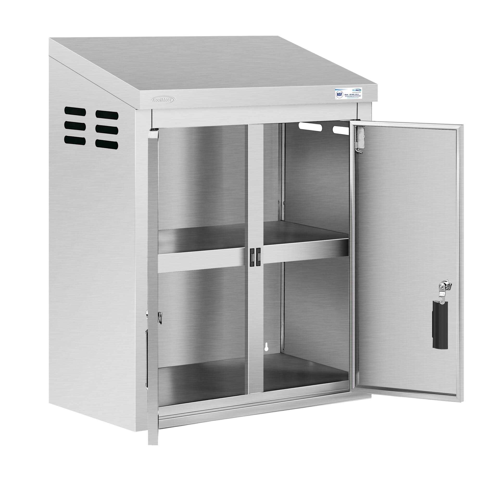 Alt View 8. Koolmore - 24 in. Kitchen Wall Cabinet with Hinged Doors and 2 shelves in Stainless-Steel (KM-WMC-1524-S) - Stainless-Steel.