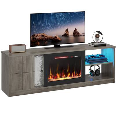 Pinmoco TV Stand with Electric Fireplace LED TV Console Fits TVs