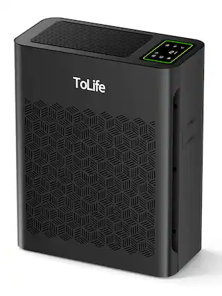 Front. Tolife - TZ-K2 HEPA Air Purifier with PM2.5 Display Auto Mode and Timer - Black.