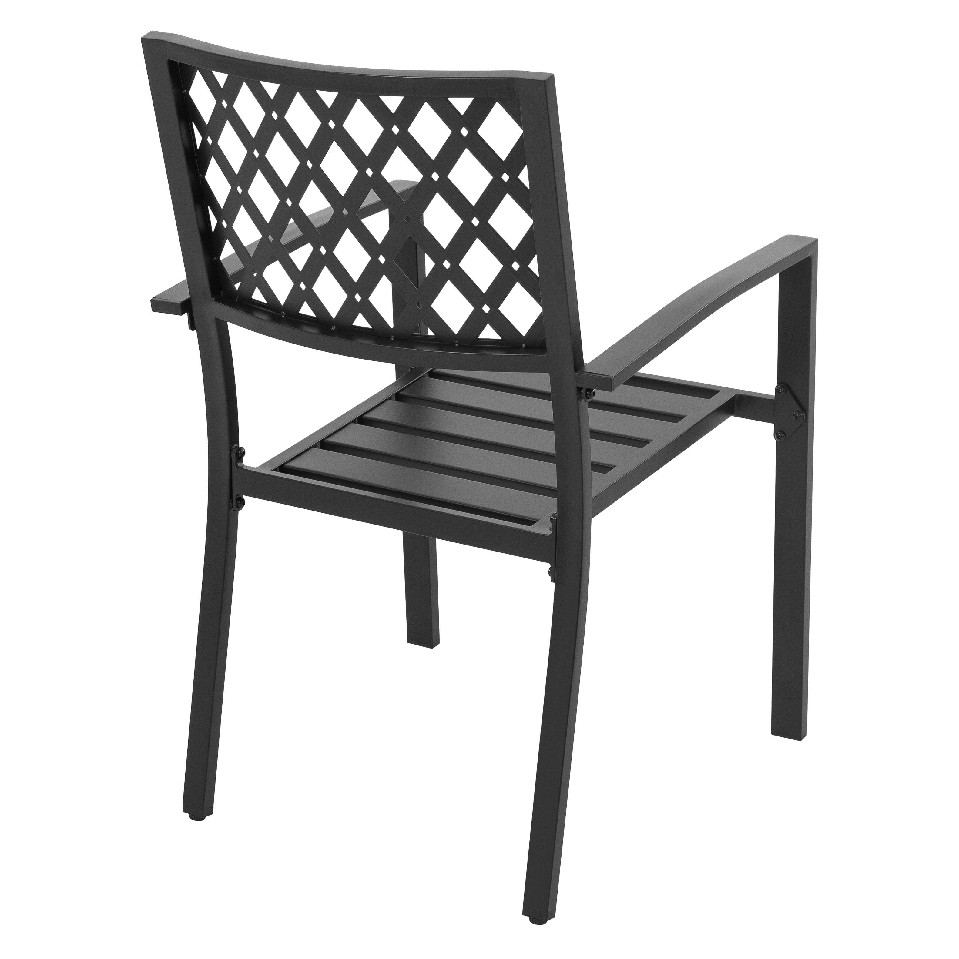 Alt View 6. Nuu Garden - Outdoor 2-Piece Patio Chair Set, Powder-coated Finish and Iron Frame - Black with Gold Speckles.
