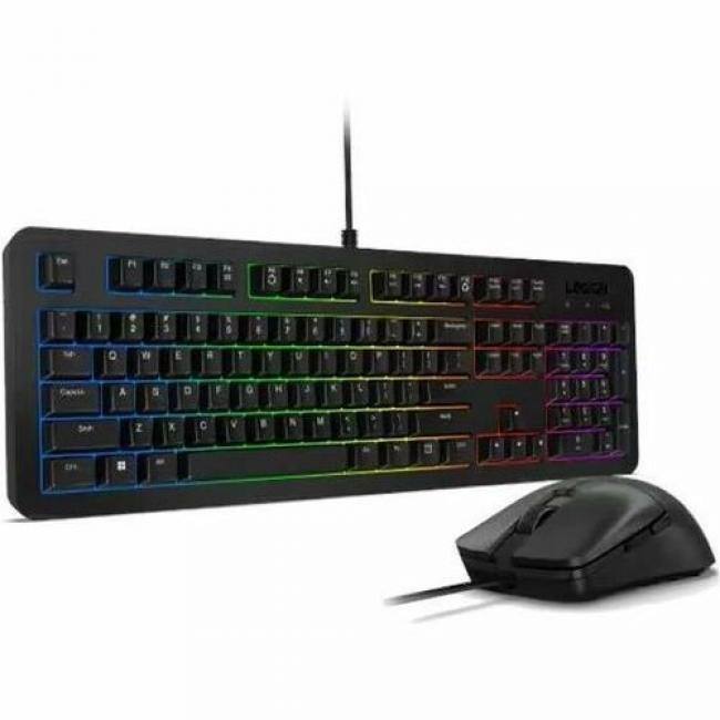 Front. Lenovo - Lenovo Legion KM310 RGB Gaming Combo Keyboard and Mouse - US English - Membrane Cable Keyboard - English (US) - Black - Unknown.