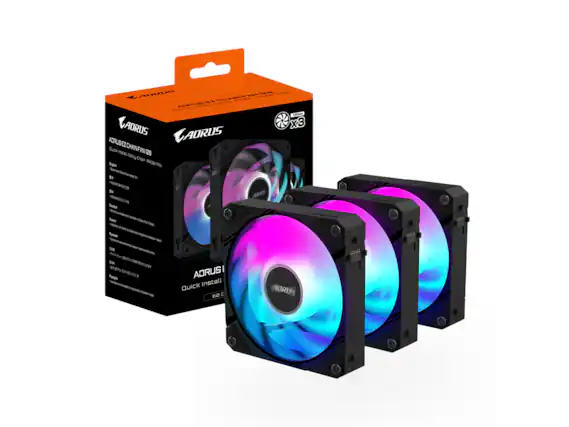 Front. GIGABYTE - AORUS EZ CHAIN FAN 120 ICE (3-Pack), 120mm Hydro Dynamic Bearing ARGB Computer Case Fan - ARGB.