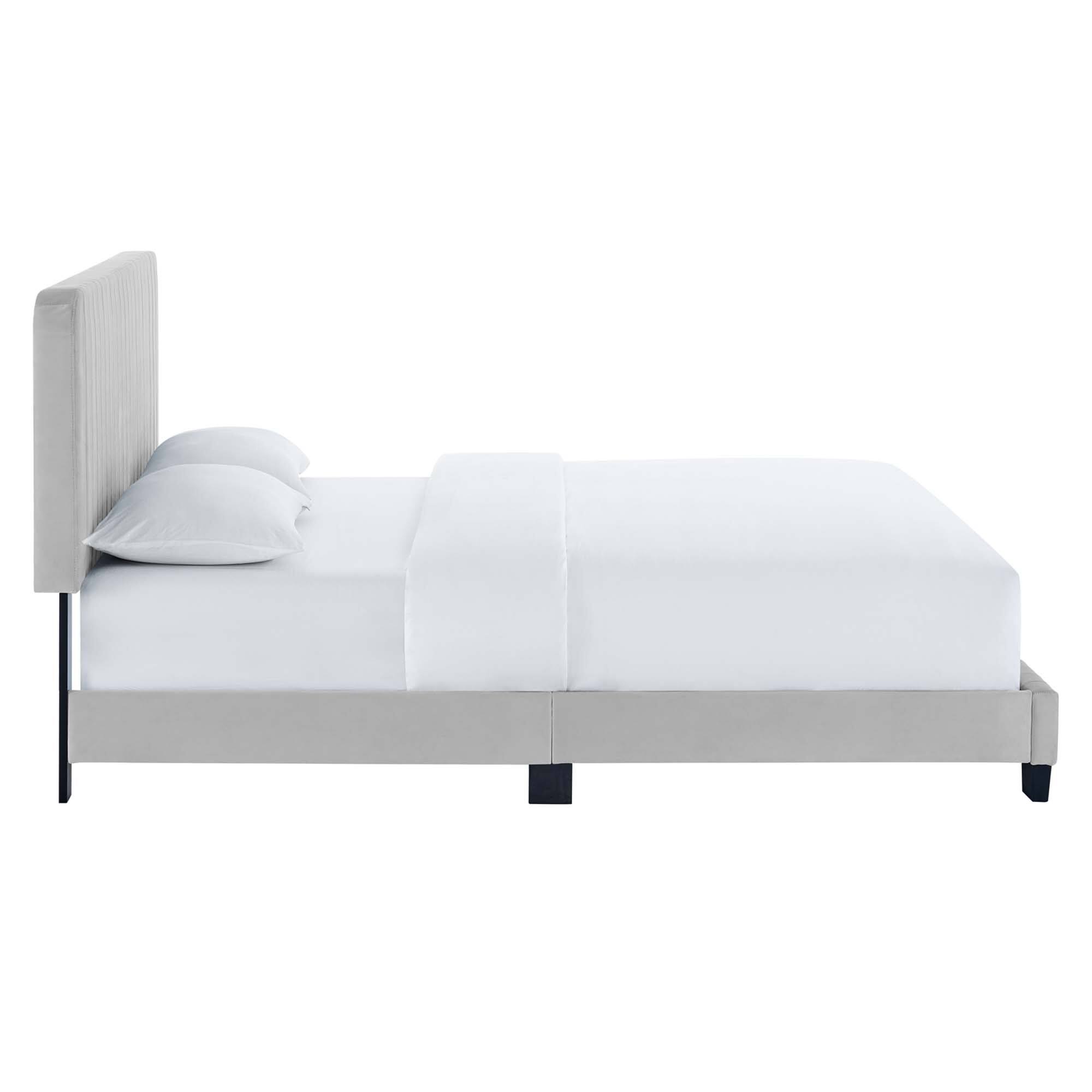 Back. Modway - Corene Vinyl Full Platform Bed with Squared Tapered Legs - White.